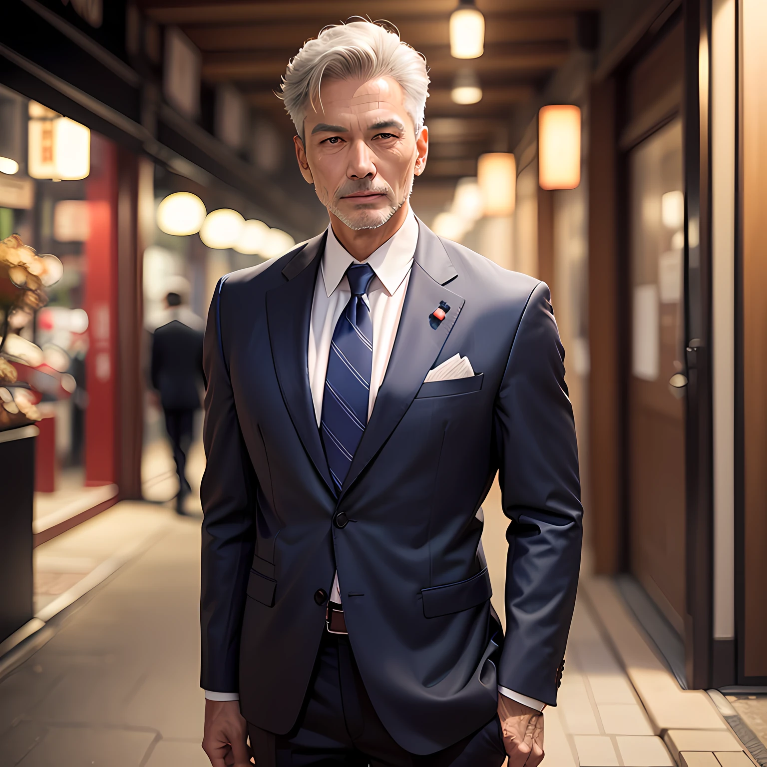 Handsome male 55 years old, honest young gentleman, transparent background, neat Japan male photo, handsome, straight ahead, full body, classy business suit, perfect body, super detailed face, detailed lips, detailed eyes, double eyelids, silver ash --auto