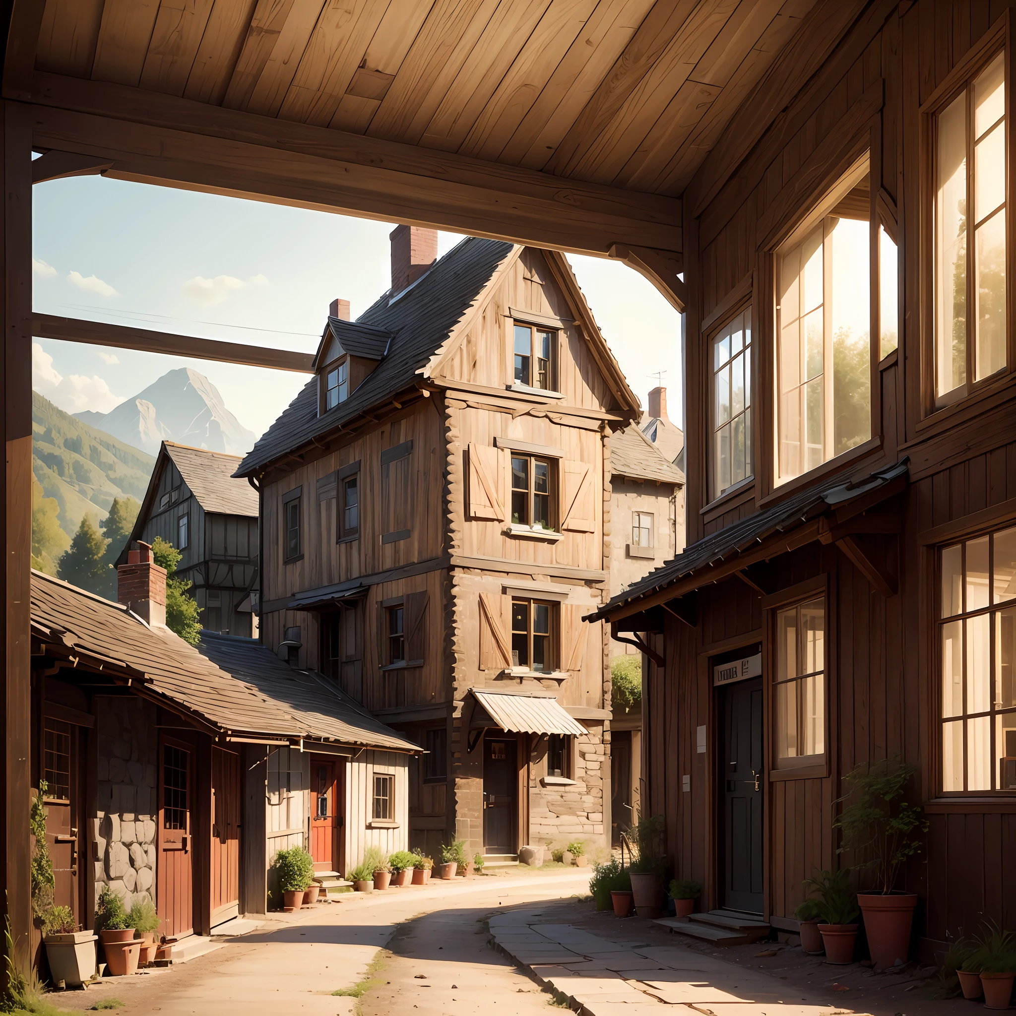 Scene of a small village in the interior of the United States in the early nineteenth century --auto