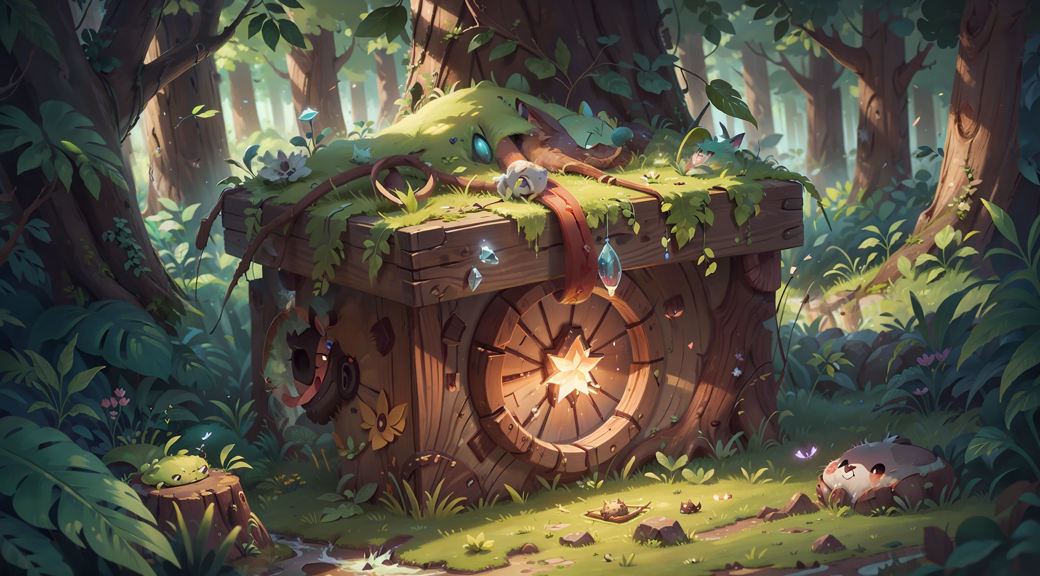 (best quality) (detailed description) (do not duplicate) magical creatures, party, forest