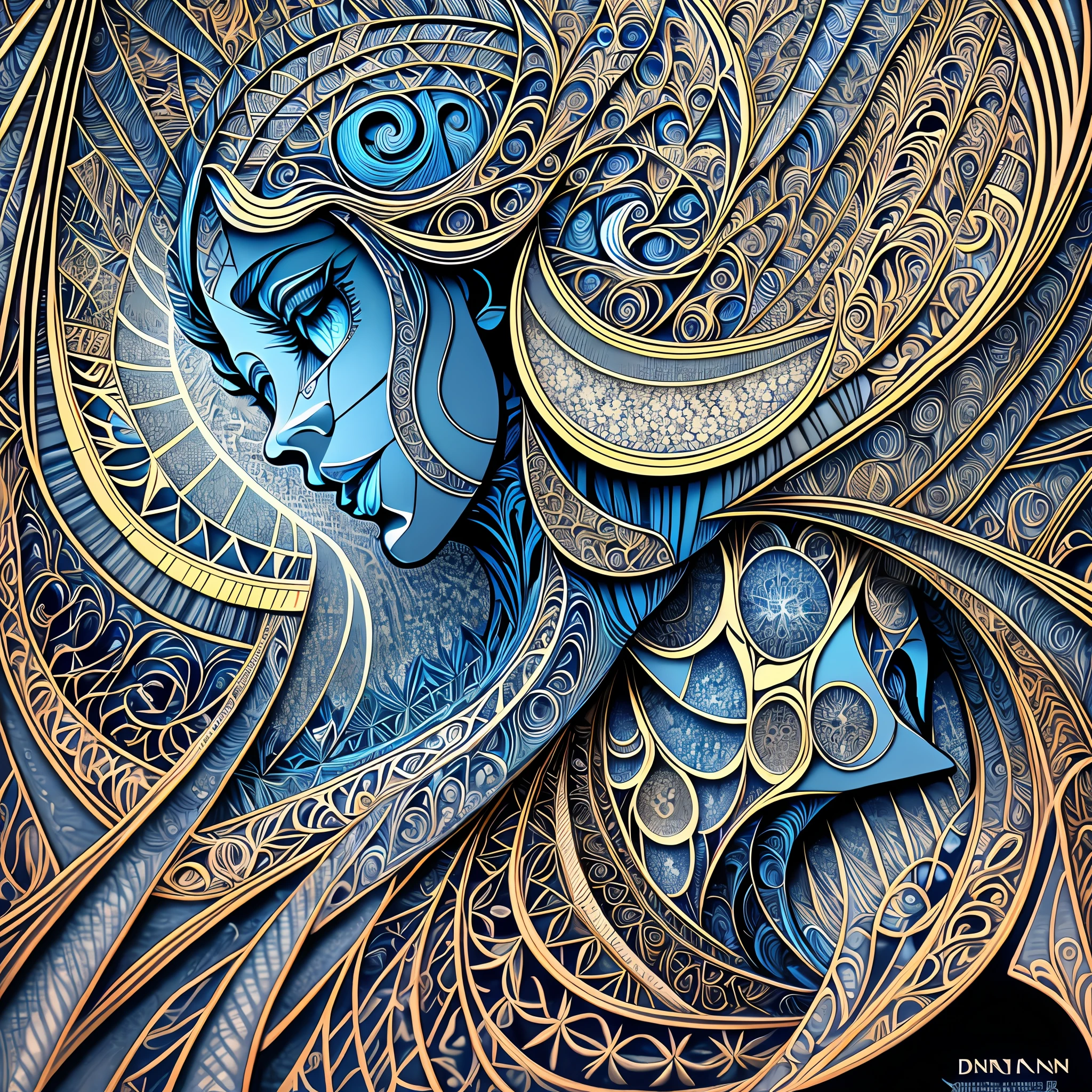 (best quality) ultra-detailed,, intricate line, highly detailed illustration, perfect composition, beautiful and stunning, dynamic angle, high contrast, incredible shading, incredible details, unique style, blue and gray details, (dark and mystical atmosphere), intricate and detailed elements of nature. --auto --s2