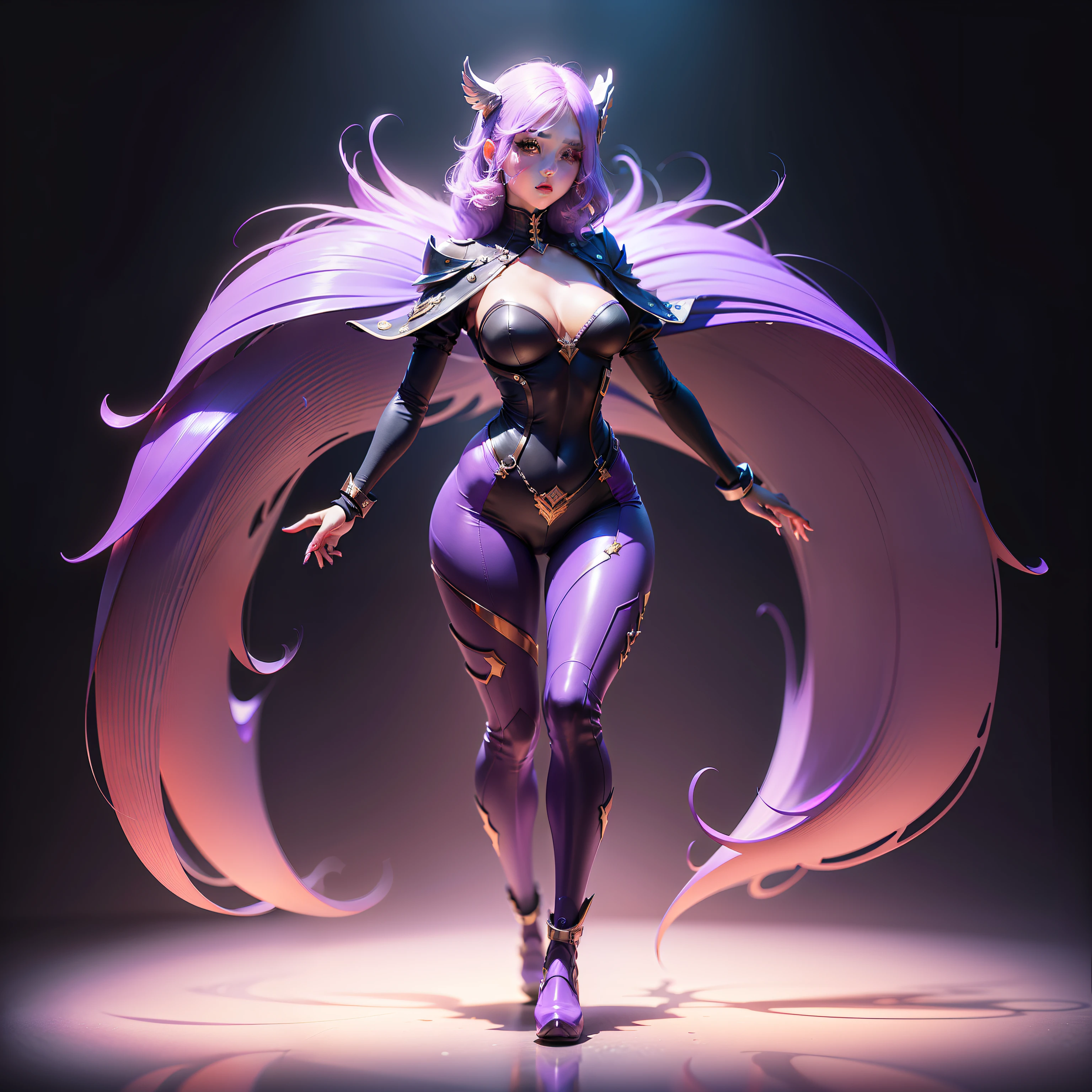 3dcharter, chickman (full body 1:2), simple background, masterpiece, best quality (violet gradient background 1.1) --auto