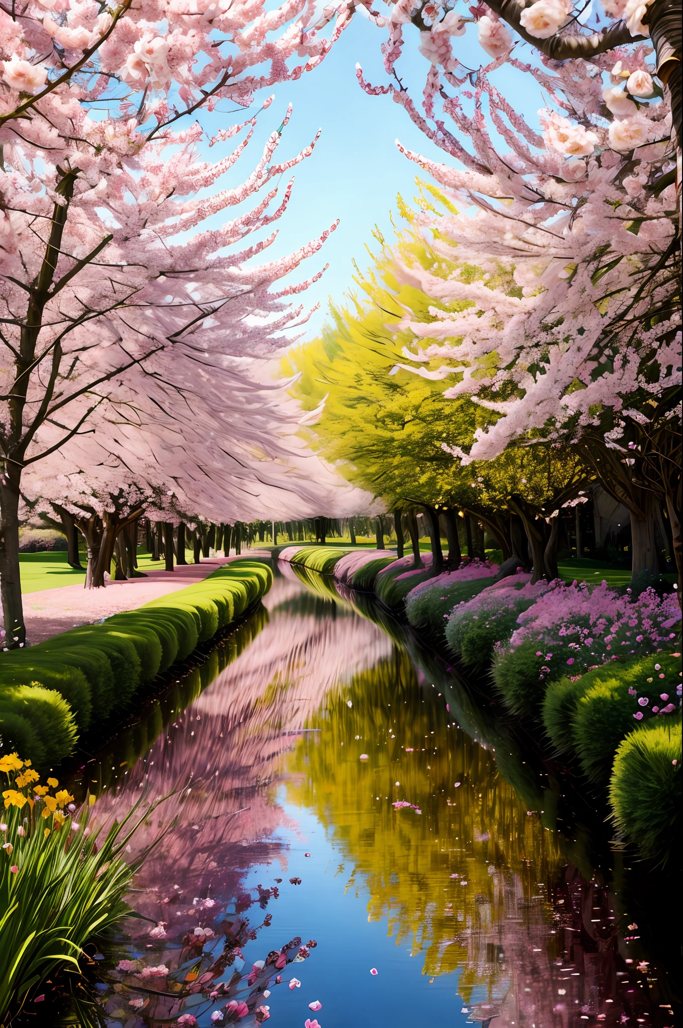 Spring as a woman, full of beauty, reflecting the colors and warmth of the first