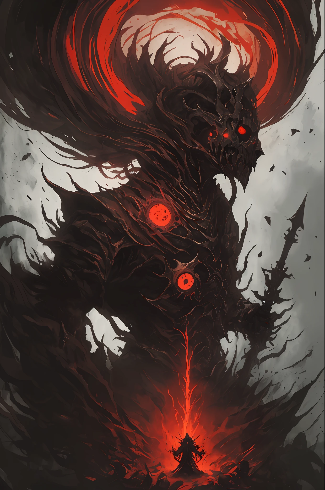 (ashenhard style:1.4), masterpiece, best quality, high quality,(a formless dark creature with a dark red glow and red eyes and surrounded by darkness:1.2), (profile), (darkness:1.2), abstraction, abysspelagic, award-winning photography, depth of field, HDR, extremely detailed, trend in artstation, trend in CGsociety, intricate, high detail, cosmic entity,