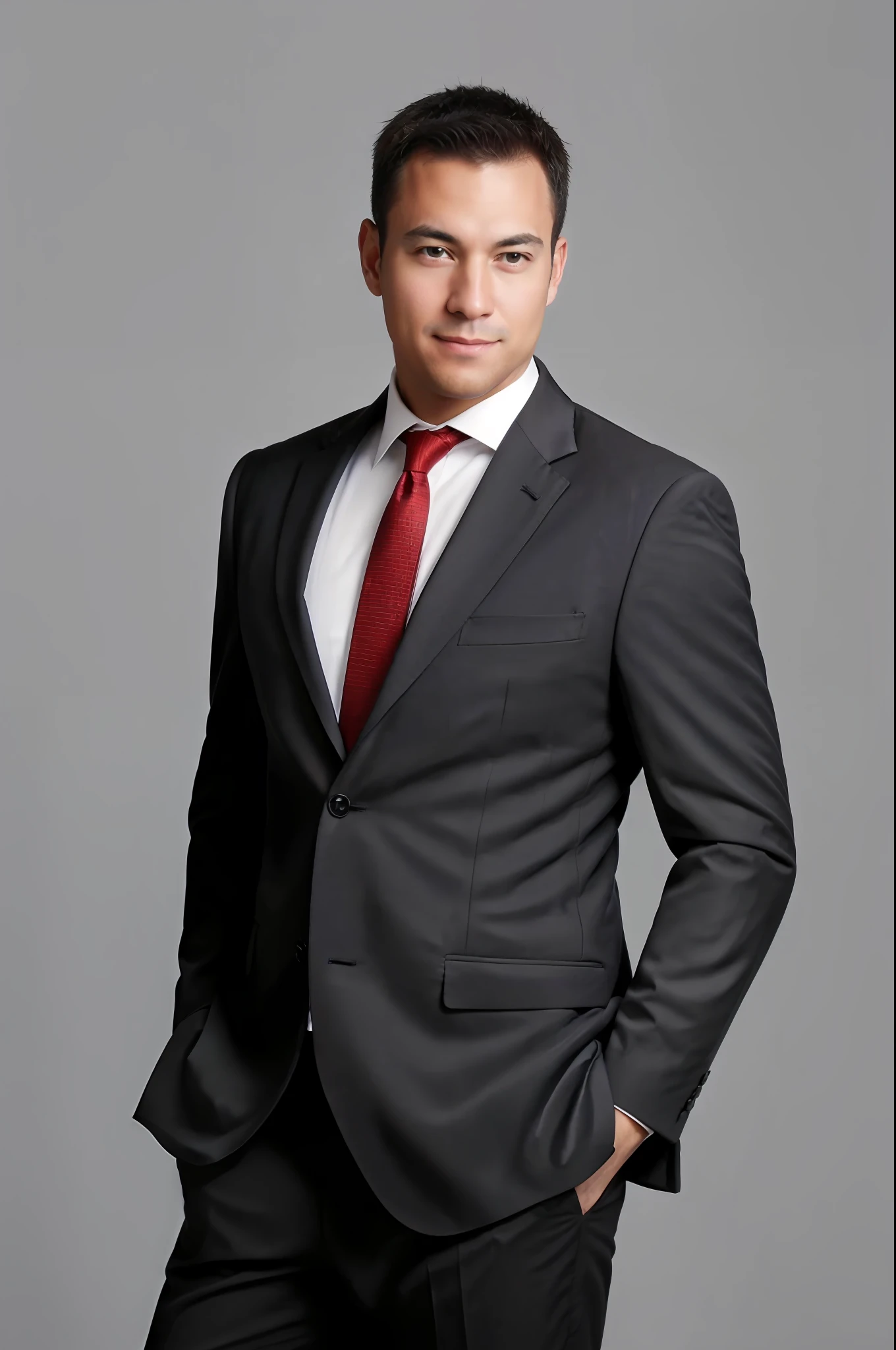 arafed man in a suit and red tie posing for a picture, professional profile picture, professional profile photo, professional portrait, dressed in a suit, professional portrait photograph, wearing a business suit, professional corporate portrait, wearing business suit, wearing a black and red suit, full body and head shot, corporate portrait, professional photograph, professional headshot, wearing suit and
