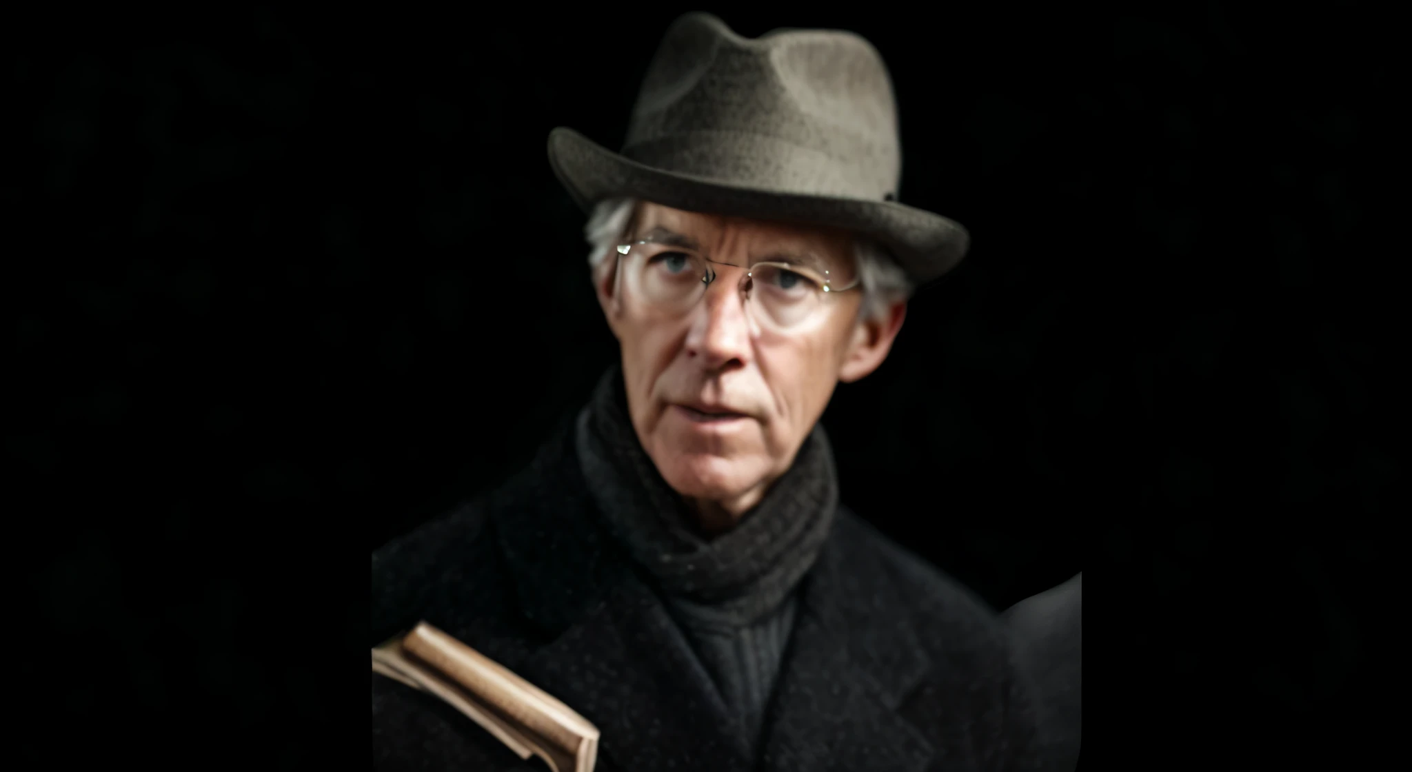 ultra realistic portrait of Campbell Morgan, man, wearing glasses, hat, no mustache, 50 years old, looking at the camera, high quality, 16k resolution, realistic skin and hair texture, photorealism, cinematic lighting, perfect