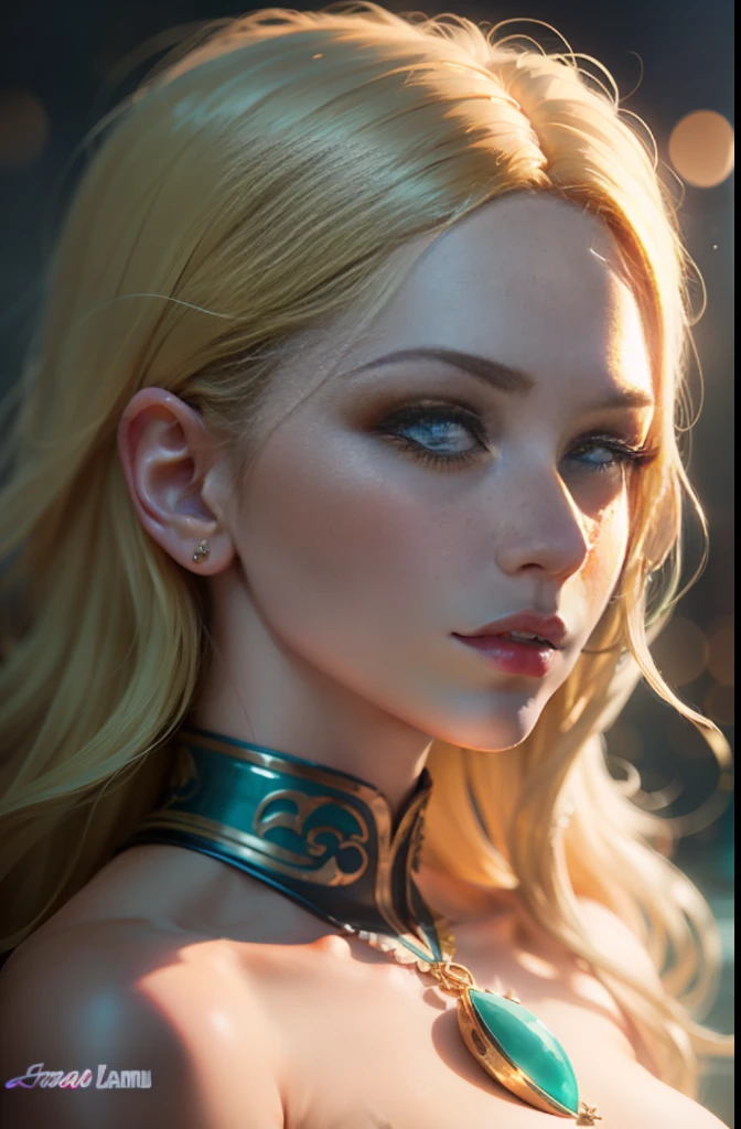 hyper realistic, ultra detailed photograph of a barbarian woman, ((Jade ocean:1.25)), golden jewelry, shiny, sunlight fractal details, (Anna Steinbauer:1.5), depth of field, HOF, hall of fame, detailed gorgeous face, apocalyptic environment, natural body posture, professional photographer, captured with professional DSLR camera, trending on Artstation, 64k, ultra detailed, ultra accurate detailed, bokeh lighting, surrealism, Thomas Kinkade background, urban, ultra unreal engine, ((Pauline Voß)), ((Pascal Quidault)), ((Anna Helme)), Martina Fackova, intricate, epic, freckles, peach fuzz, detailed mascara