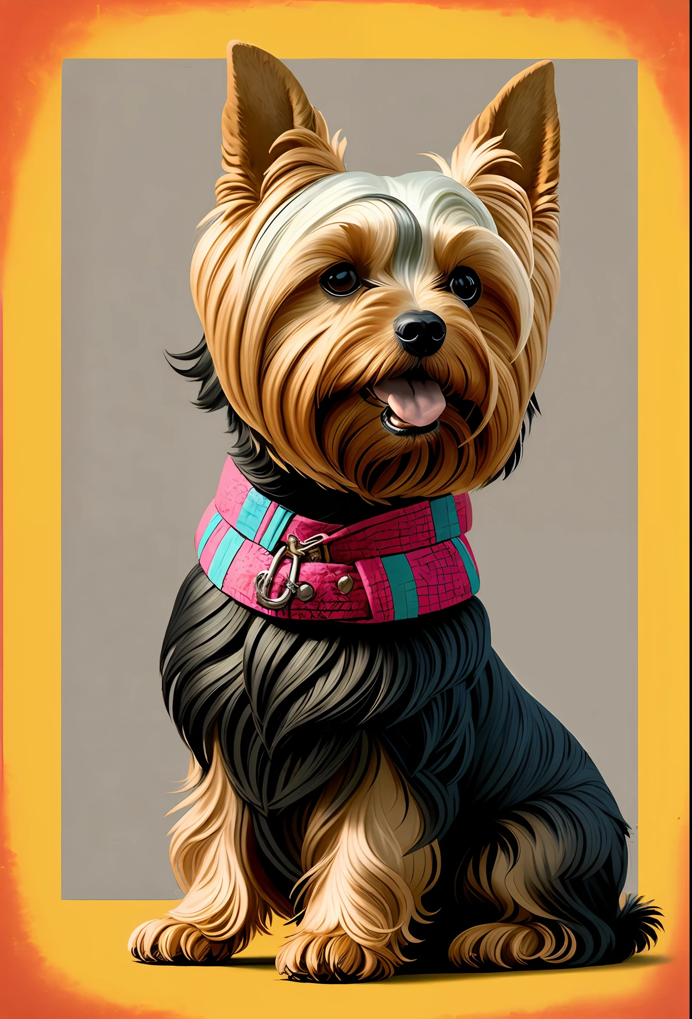 A yorkshire terrier PORTRAIT ,happy,details,eduardo cobra,padding ,geometric,