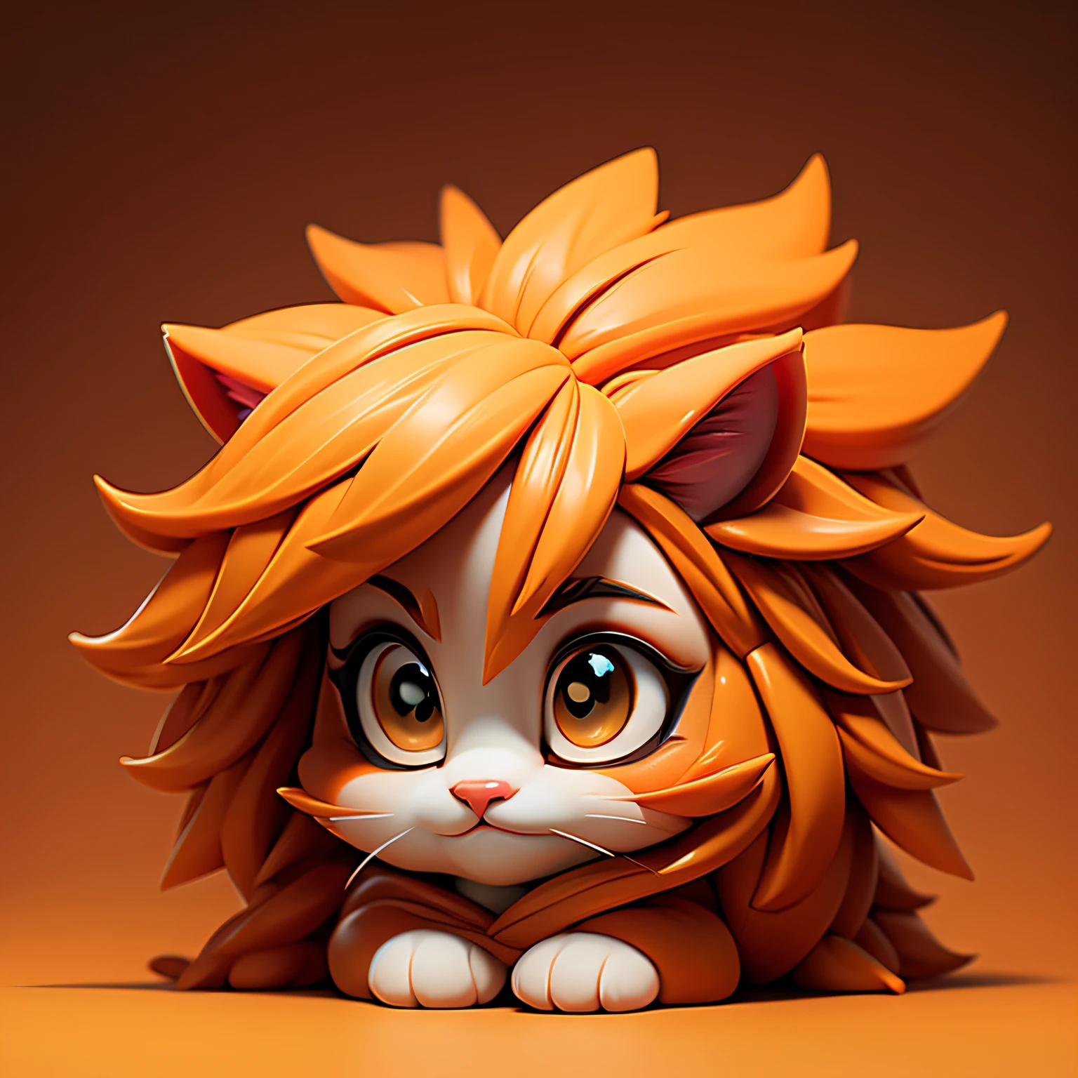 Cute mainecoon in orange setting, cute kitten, mainecoon, orange color, masterpiece, high quality, high details