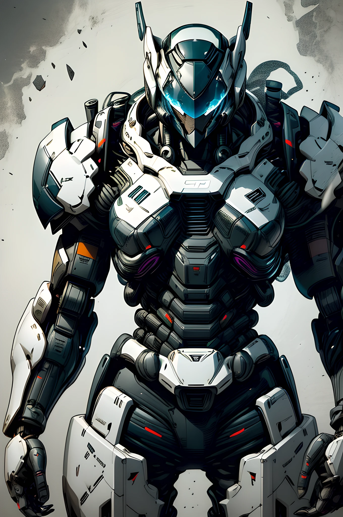 1 woman inside a huge bulky exoskeleton robot , ((bulky)) armor, mecha,
ink, clean lines, negative space, high contrast, gradient color,