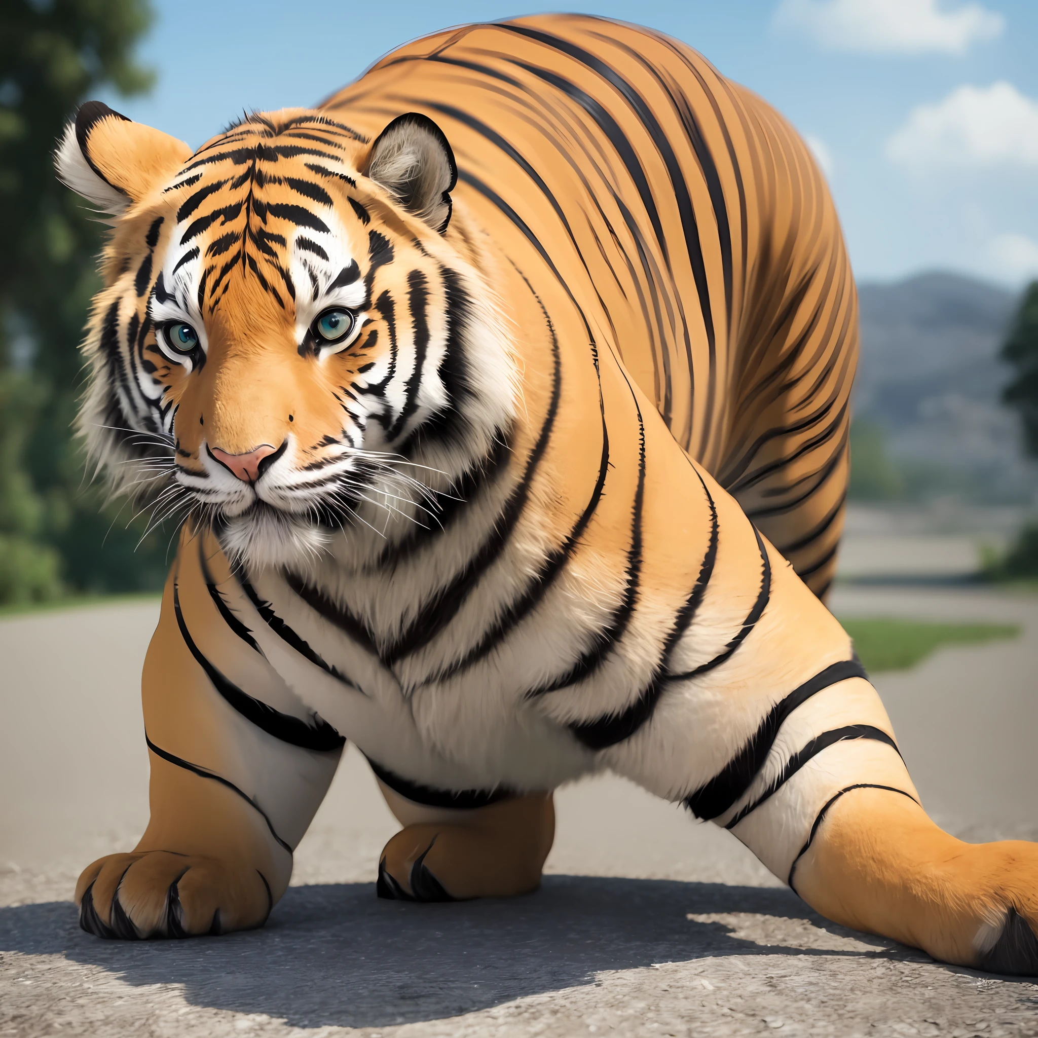 Best Quality: 8K, 3D Anime, Cute, Zodiac Image, Tiger, Milk Fierce, Frown, Roar --auto