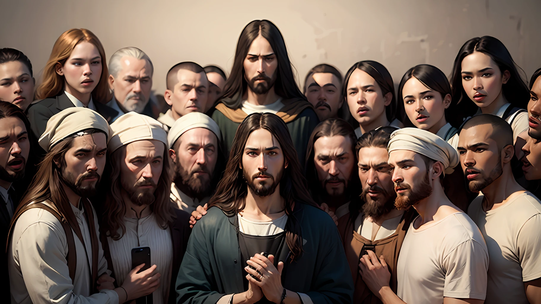 Imagine Jesus Christ with his 12 disciples --auto
