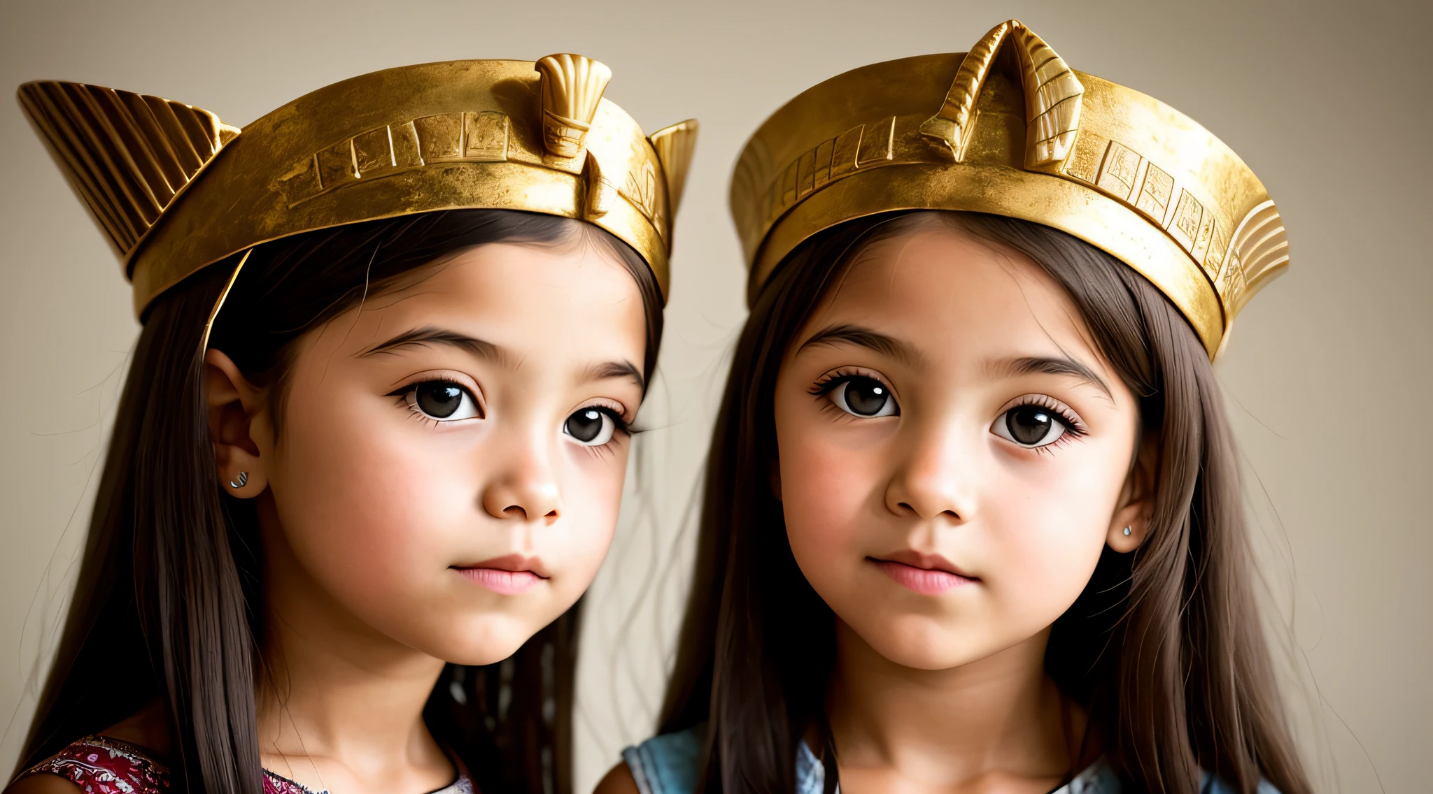 GIRL LONG HAIRED BLONDE CHILD, A closeup of a bust of a CHILD wearing a hat, wearing an Egyptian crown, Nefertiti, ancient egyptian, egyptian, egyptian makeup, precise for egyptian tradition, egyptian art, egyptian makeup, beautiful and huge head ornaments, ancient egyptian art, ancient egyptian art, ancient egypt, beautiful cleopatra, egyptian princess, Ancient Princess Libu
