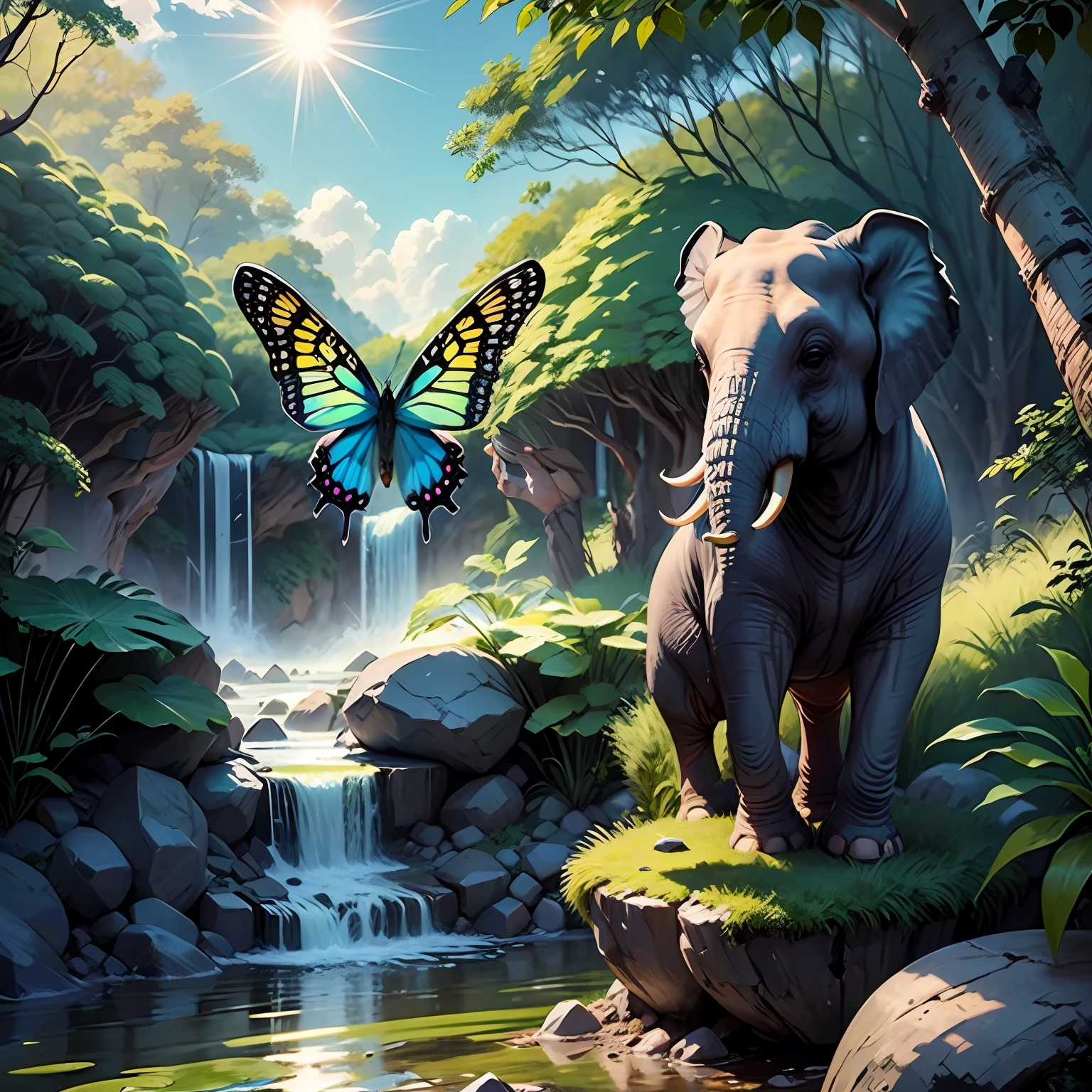 Complete the image with the elephant's hind leg