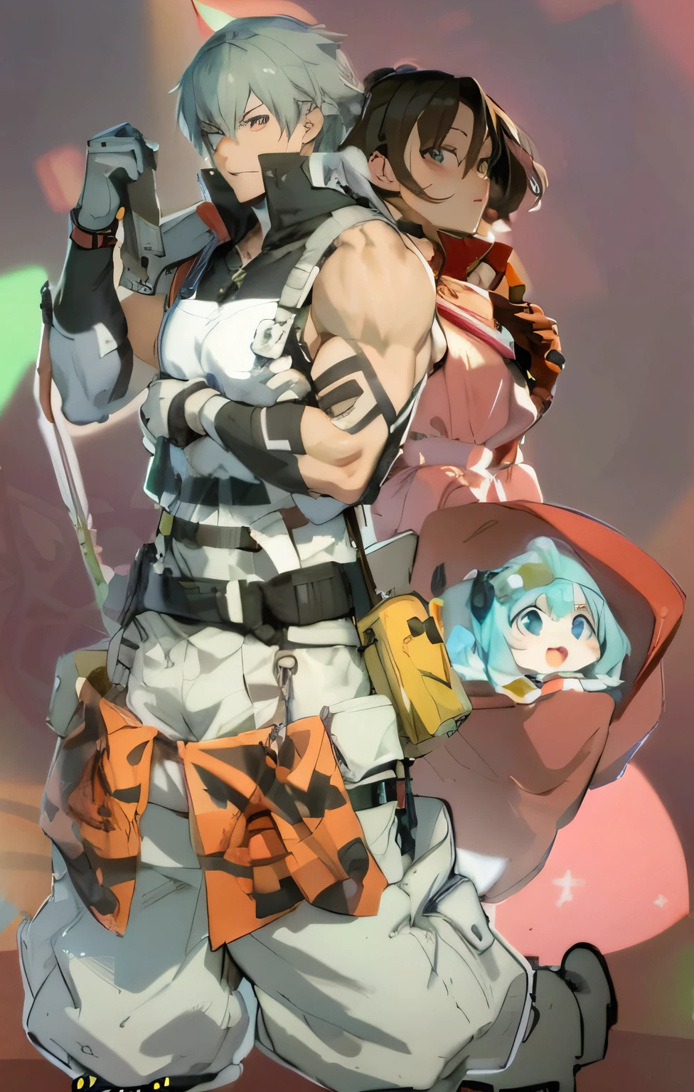 a couple of anime characters standing next to each other, guilty gear strive splash art, guilty gear strive graphics, jazza and rossdraws, rossdraws and jazza, from arknights, makoto shinkai ( apex legends ), from overwatch, kawacy, cushart kenz, by Okada Beisanjin, anime cover, akehiko inoue and ross tran --auto