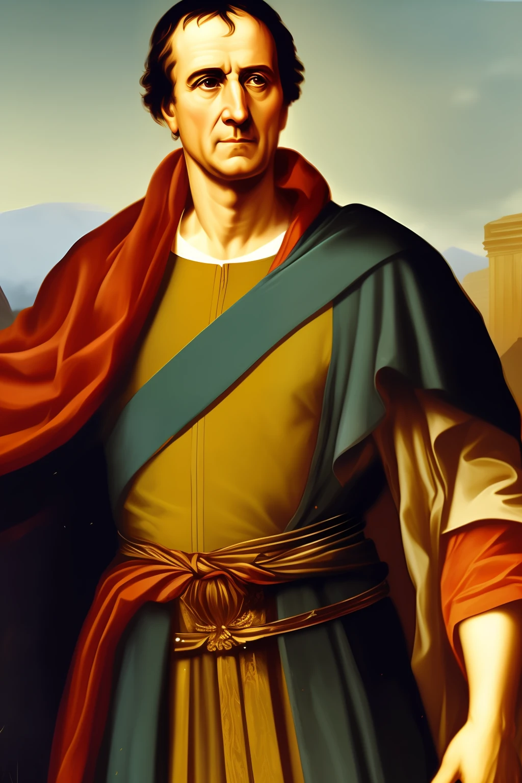 Emperor Julius Caesar on the battlefield