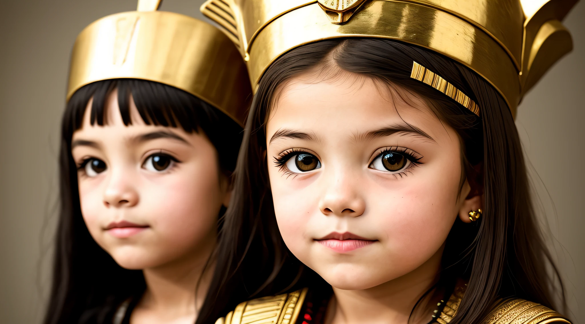 GIRL LONG HAIRED BLONDE CHILD, A closeup of a bust of a  CHILD wearing a hat, wearing an Egyptian crown, Nefertiti, ancient egyptian, egyptian, egyptian makeup, precise for egyptian tradition, egyptian art, egyptian makeup, beautiful and huge head ornaments, ancient egyptian art, ancient egyptian art, ancient egypt, beautiful cleopatra, egyptian princess,  Ancient Princess Libu