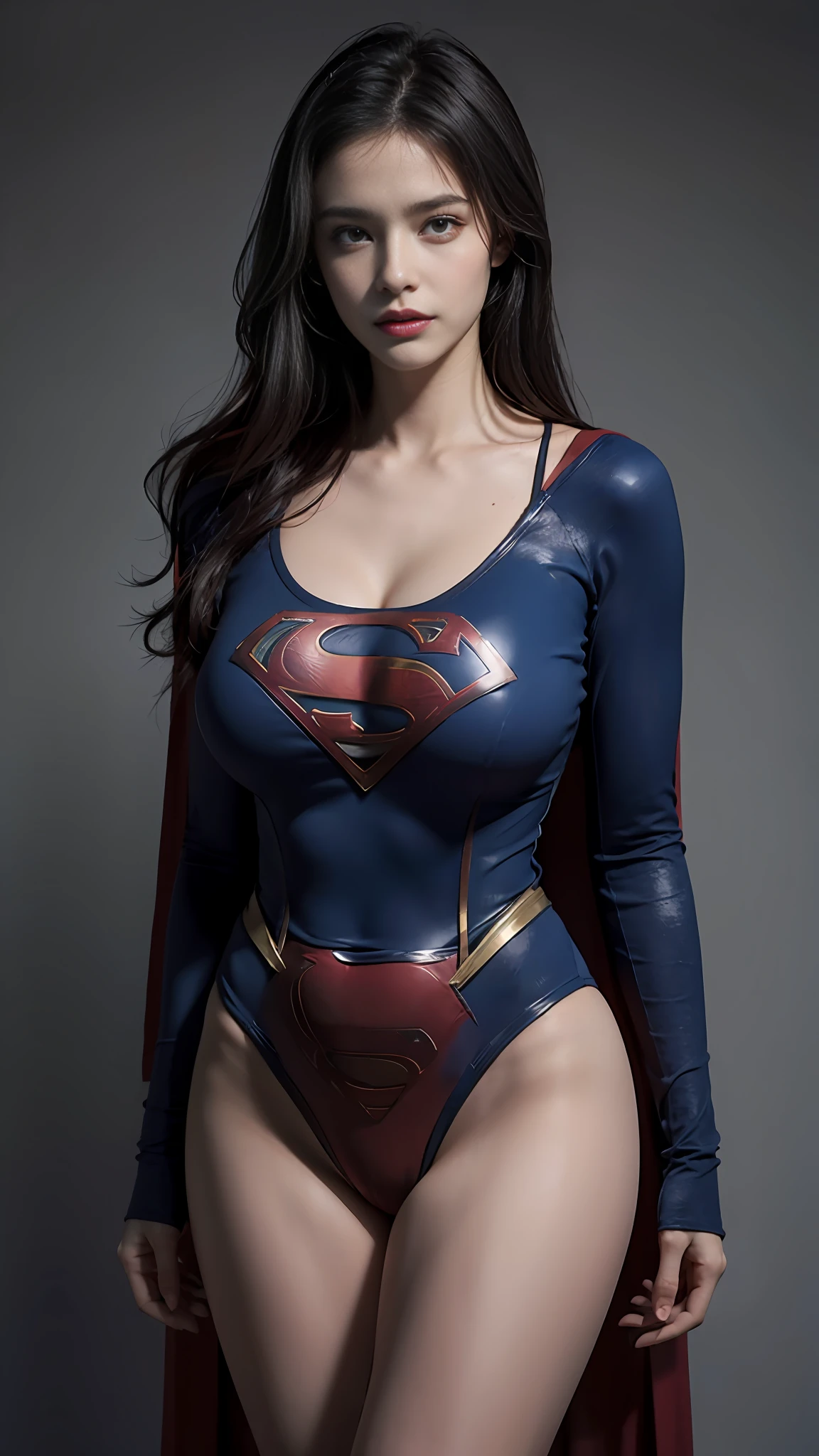 Woman body set big breasts, wearing  sexy supergirl bikini dress,Sexy Superman.