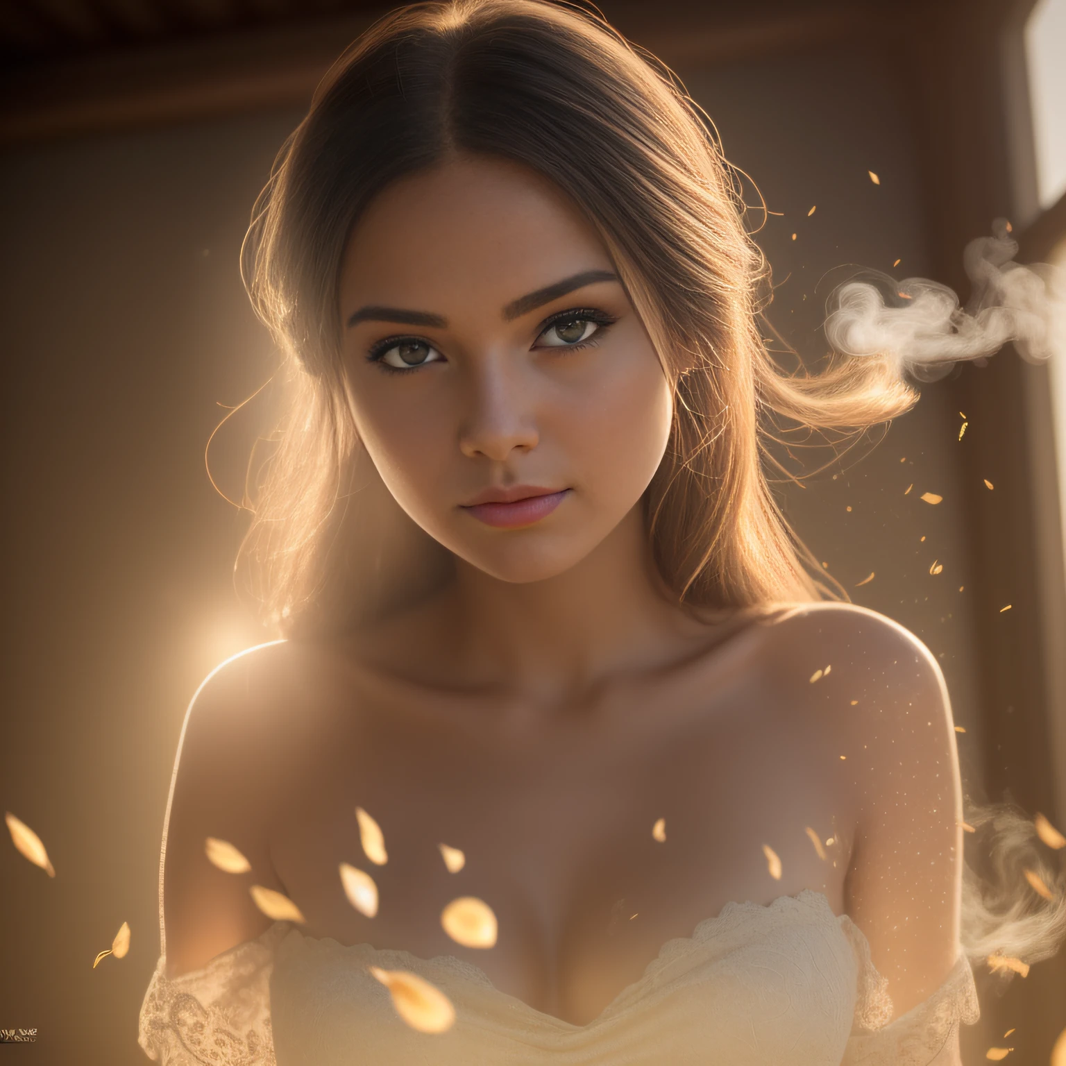 stunning midsummergirl, princess, sweaty, sunlit, dripping, skimpy disheveled panties, leaning back, 8K,Best quality, masterpiece, ultra high res, (photorealistic:1.4), raw photo, (Authentic skin texture:1.3), (film grain:1.3), 1girl, beautiful detailed eyes and face,masterpiece, best quality, godrays and fireflies and dust, pastel dreamy light, bathing in backlighting, opening buttons, sunrays, petals falling, roses, fog, haze, sunlit, in attic covered in flowers and petals, godrays, cozy, morning dew, backlighting, hazy, golden hour, morning light, erotic mood, countryside, masterpiece, best quality, ultra-detailed, solo, smoke, shadows, contrast, cinematic light, side lighting, ultra high resolution, best shadow, RAW, 4k, ultra-realistic style, detailed face, colofUnreal Engine 5, Cinematic, Color Grading, portrait Photography, Ultra-Wide Angle, Depth of Field, hyper-detailed, beautifully color-coded, insane details, intricate details, beautifully color graded, Unreal Engine, Cinematic, Color Grading, Editorial Photography, Photography, Photoshoot, Shot on 70mm lens, Depth of Field, DOF, Tilt Blur, Shutter Speed 1/1000, F/2