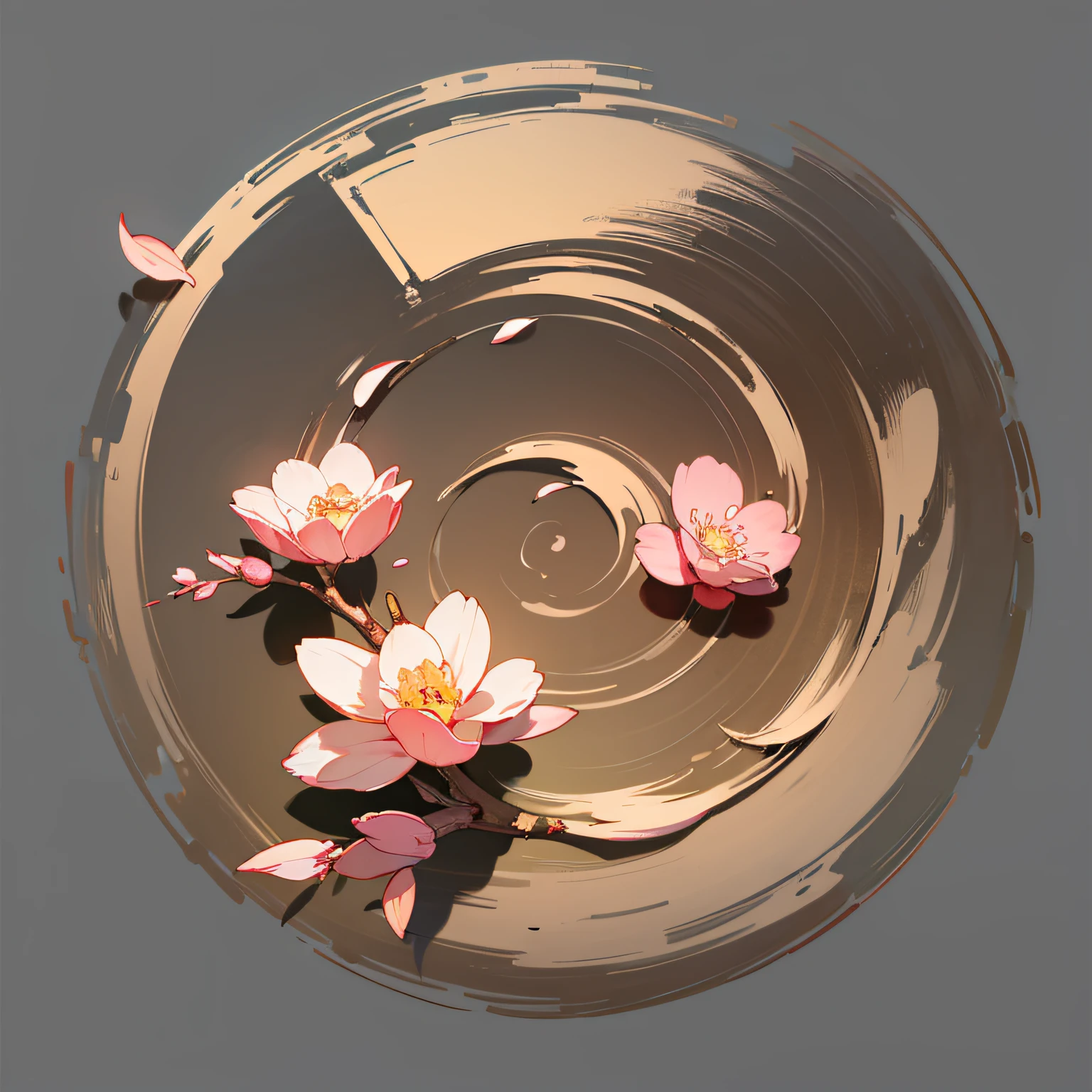 Peach blossom petals two-dimensional simple interface simple simple landscape flat painting