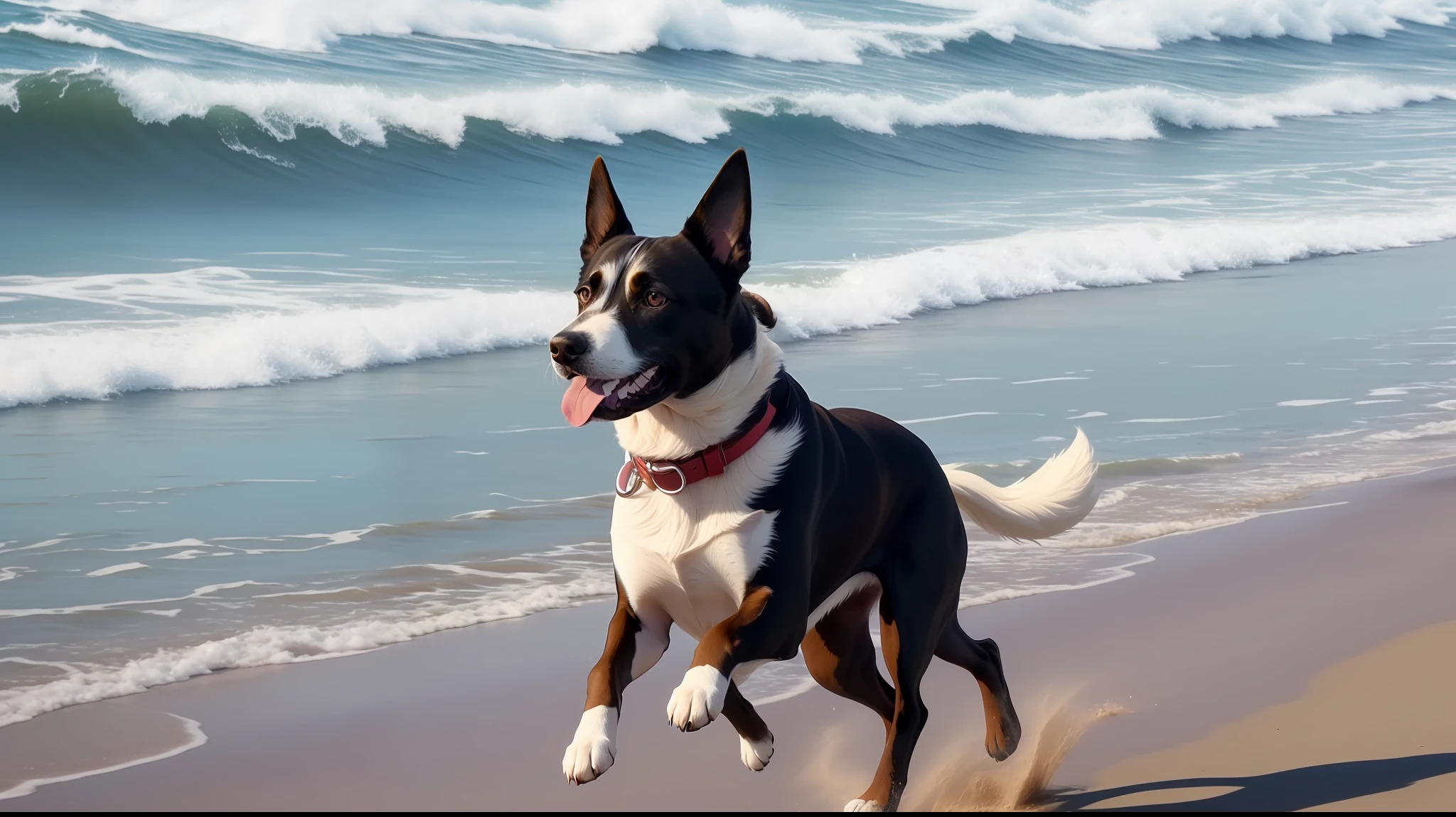 Caramel dog looking at the sea