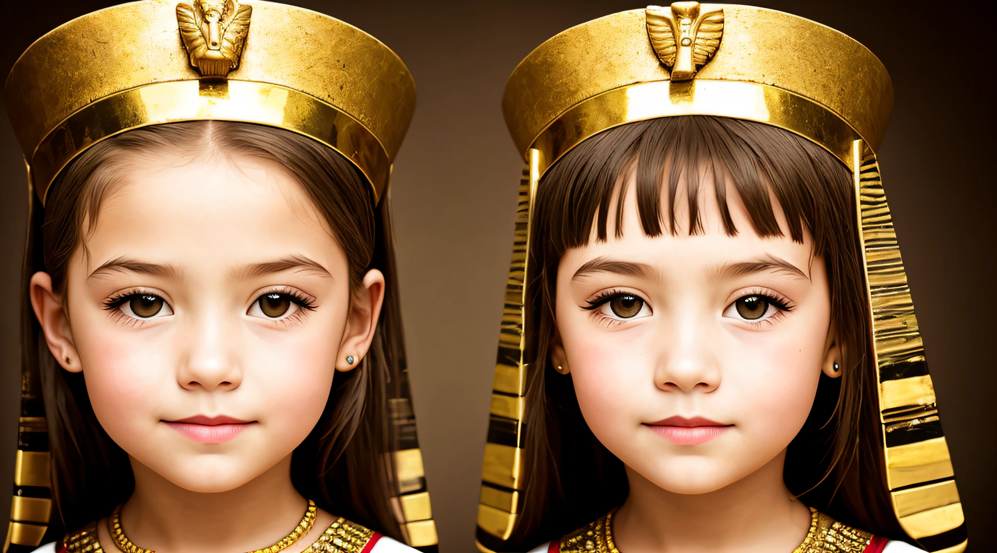GIRL CHILD BLONDE WITH LONG HAIR, A PORTRAIT, of a bust of a CHILD wearing a hat, wearing an egyptian crown, Nefertiti, ancient egyptian, egyptian, egyptian makeup, precise for egyptian tradition, egyptian art, makeup of egypt, beautiful and huge head ornaments, ancient egyptian art, ancient egyptian art, ancient egypt, beautiful cleopatra, egyptian princess, Ancient Princess Libu