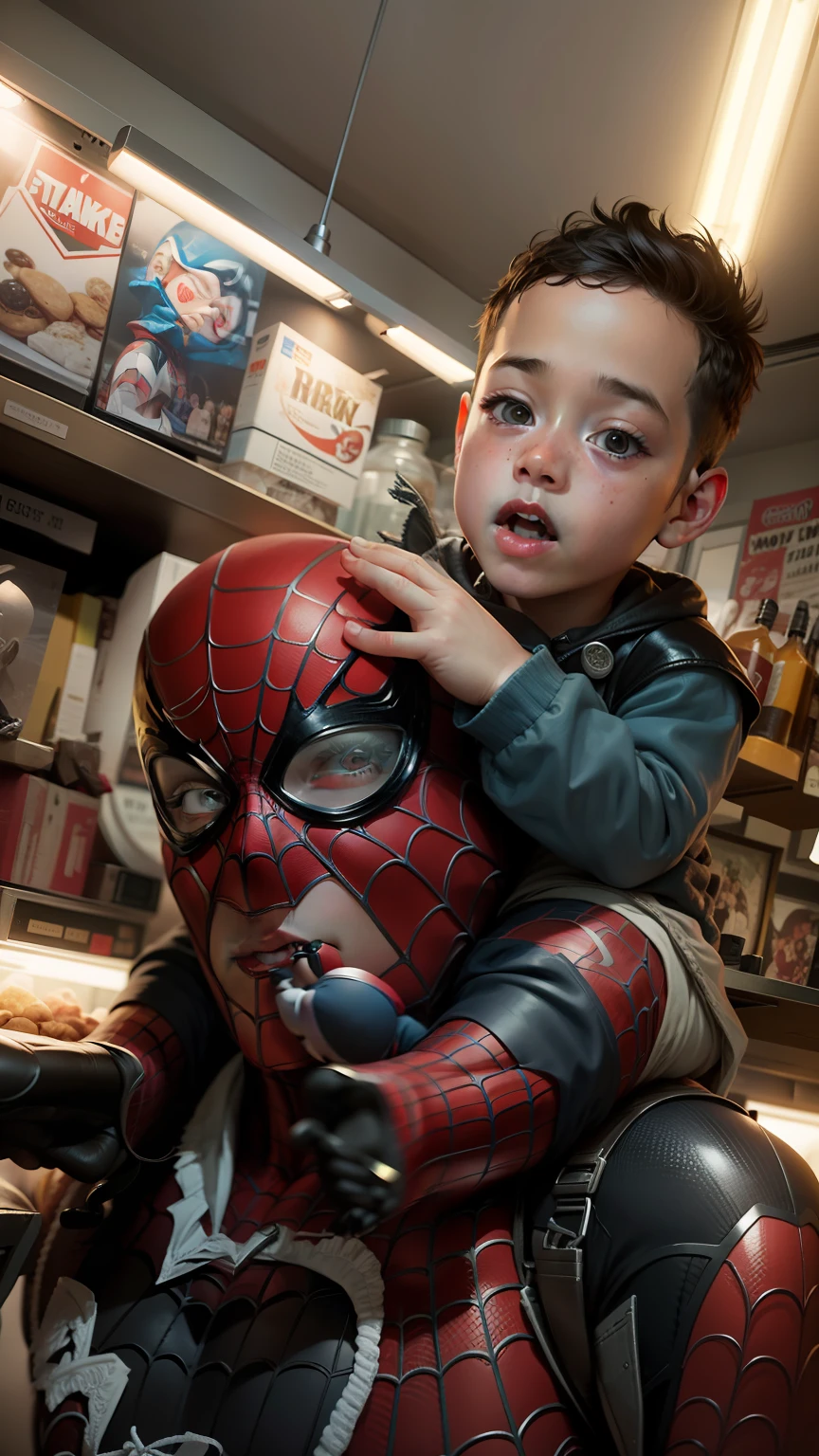 Father and son dressed as Spider-Man, 4K, realistic, FullHD --auto