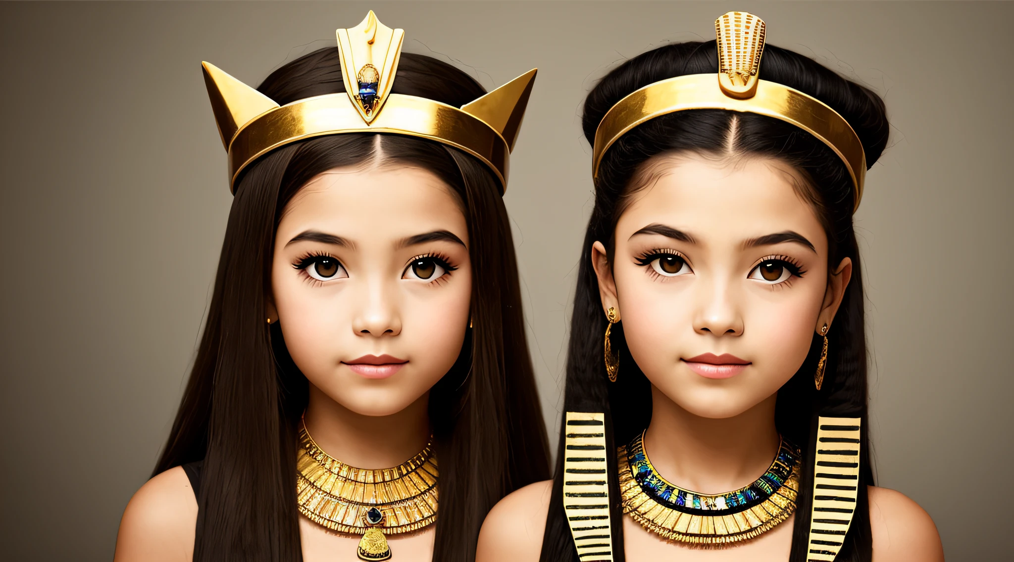 GIRL CHILD BLONDE WITH LONG HAIR, A PORTRAIT, of a bust of a mENINA CHILD wearing a hat, wearing an egyptian crown, Nefertiti, ancient egyptian, egyptian, egyptian makeup, precise for egyptian tradition, egyptian art, makeup of egypt, beautiful and huge head ornaments, ancient egyptian art, ancient egyptian art, ancient egypt, beautiful cleopatra, egyptian princess, Ancient Princess Libu