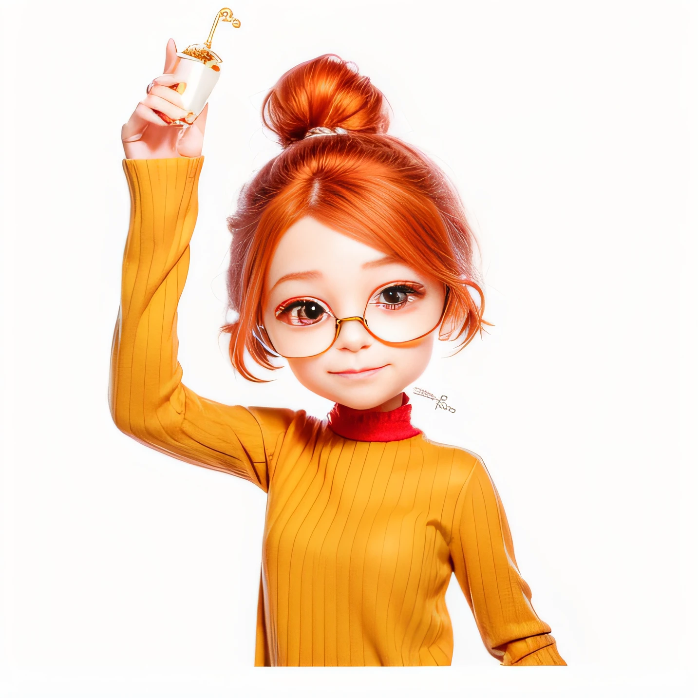 woman, red hair, pixar, french style, elegant, glasses with gold marking, knitted blouse, Woman, red hair, pixar, french style, elegant, glasses with gold marking, ultra relist, super detailed.