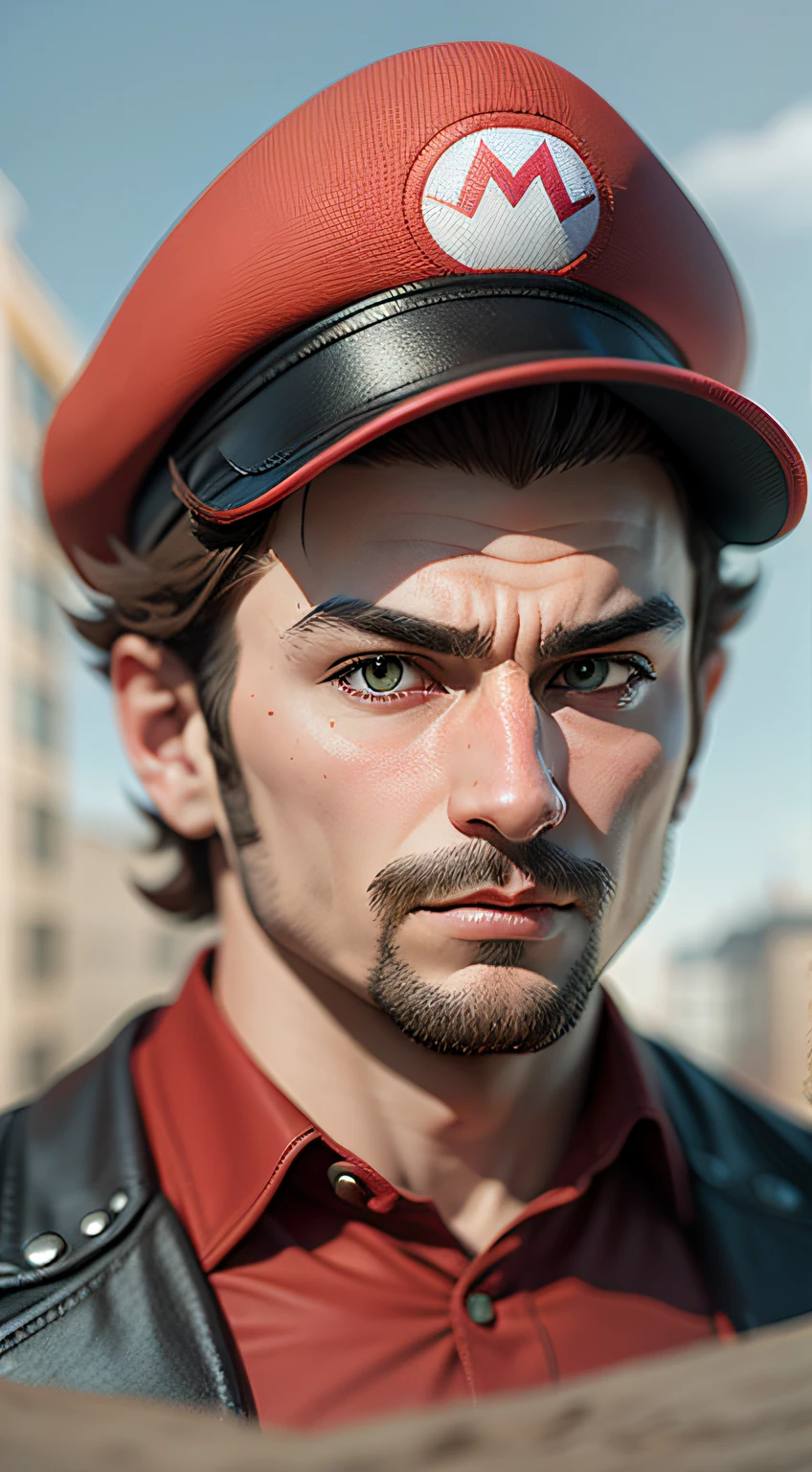 mario character,man,portrait,3d,lora style,landscape game background