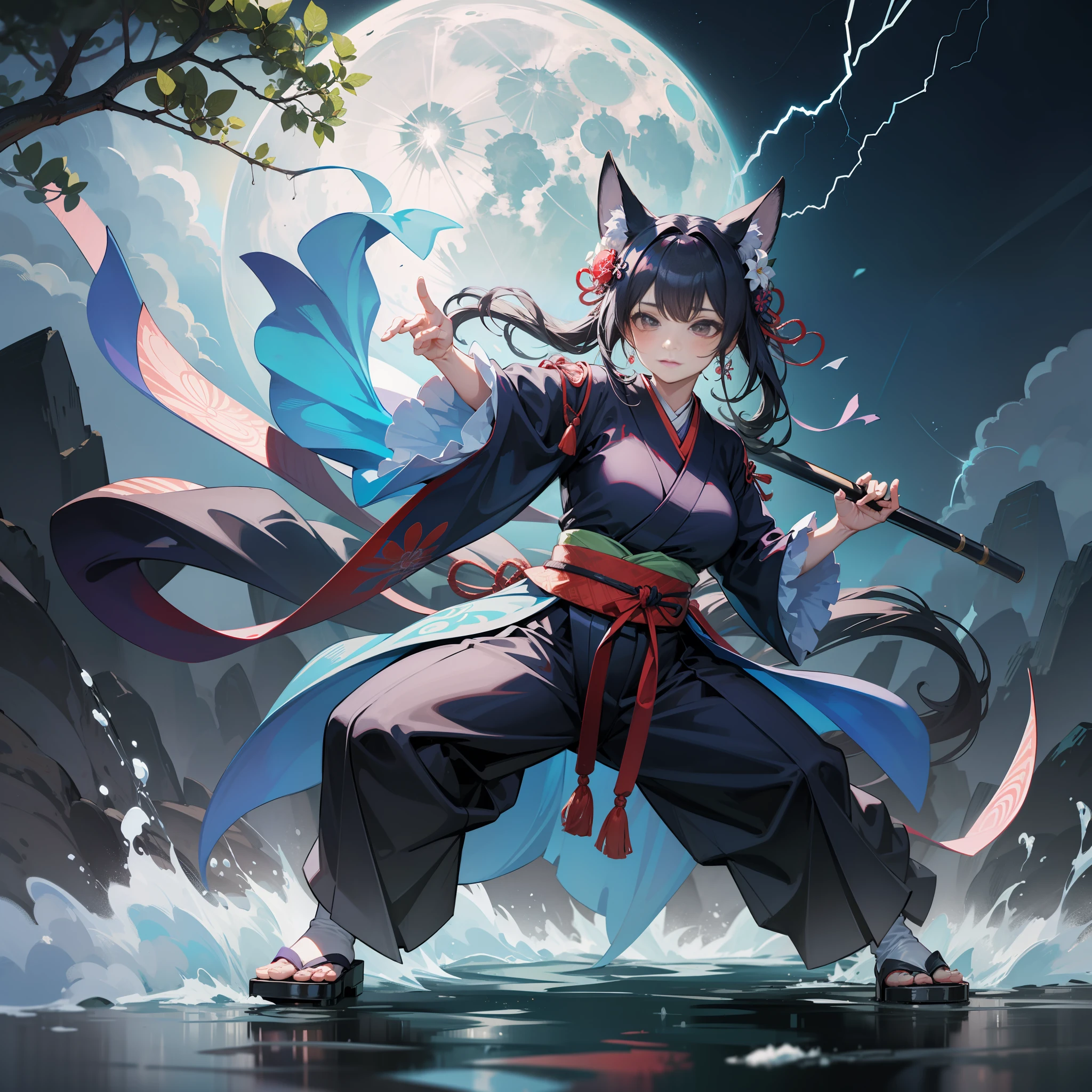 Ninja Martial Arts Beautiful Girl Lily Flower Traditional Culture of Japan Fox Dr. Poison Lightning Thunderstorm Thunderclap Storm The Moon Is Beautiful