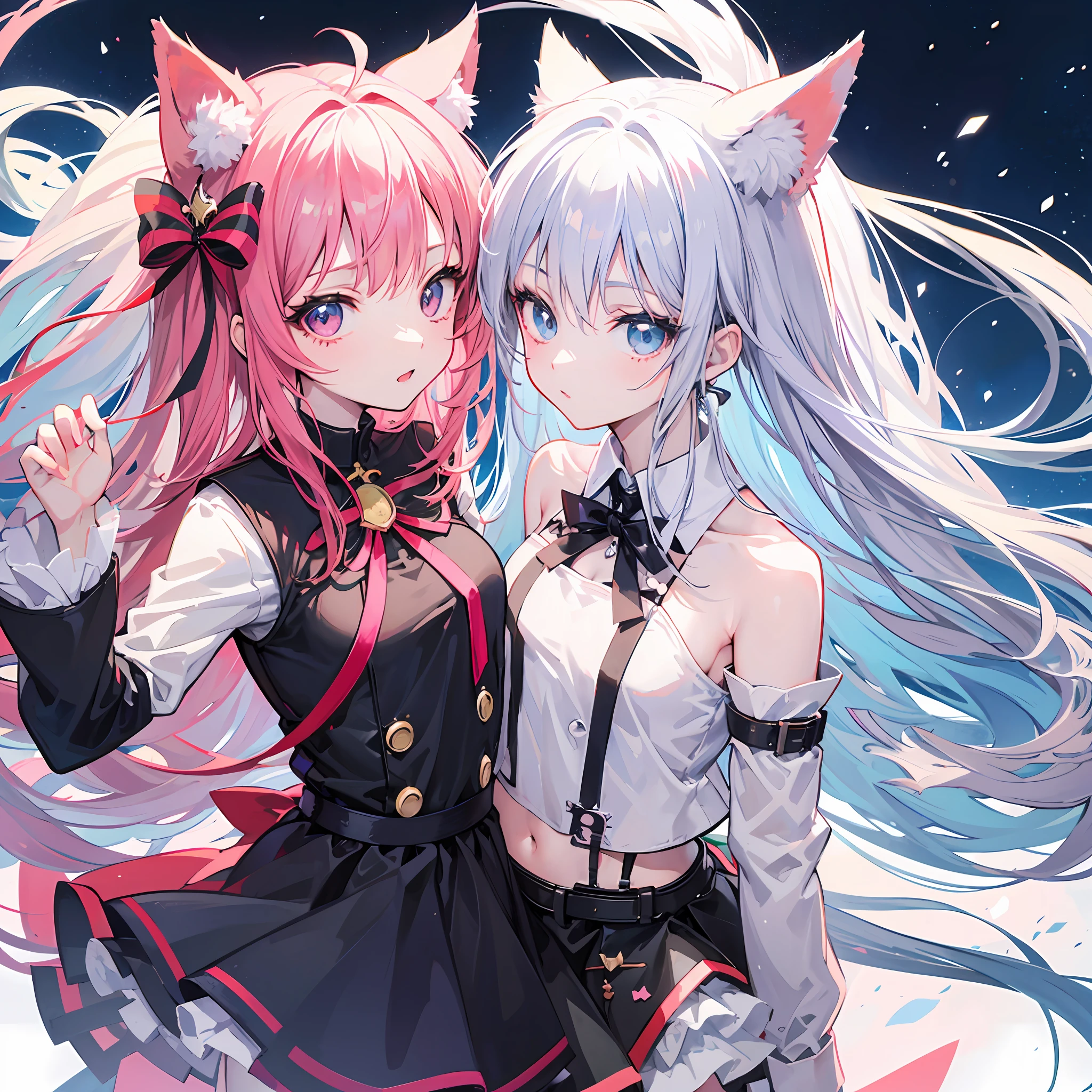 Top quality, 8K)) anime girl with long hair and cat ears, Rin Tosaka, anime moe art style, anime style like Fate/stay night, anime girl with long hair, very cute anime girl face, nightcore, from girl frontline, cute anime girl portrait, anime girl with cat ears, high quality anime art style, Beautiful Anime Woman Random Pose