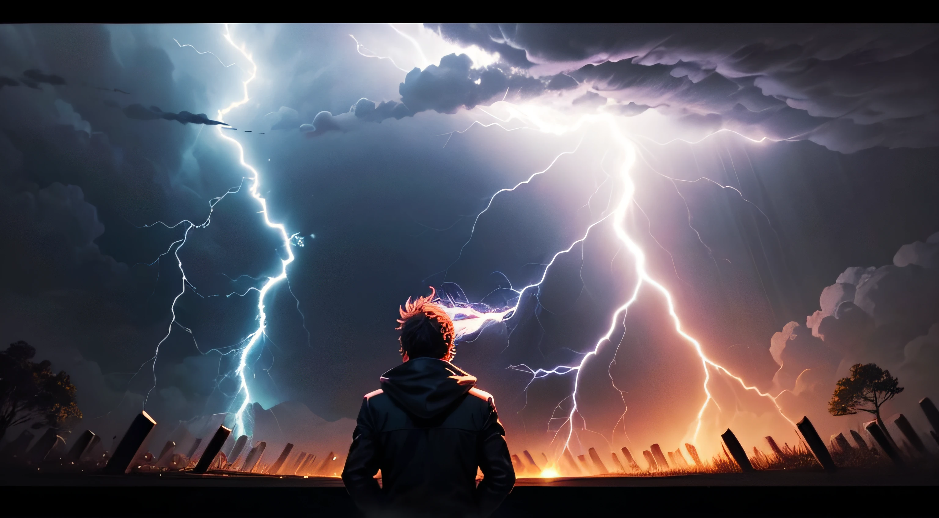 person being struck by lightning. cartoon style. --auto