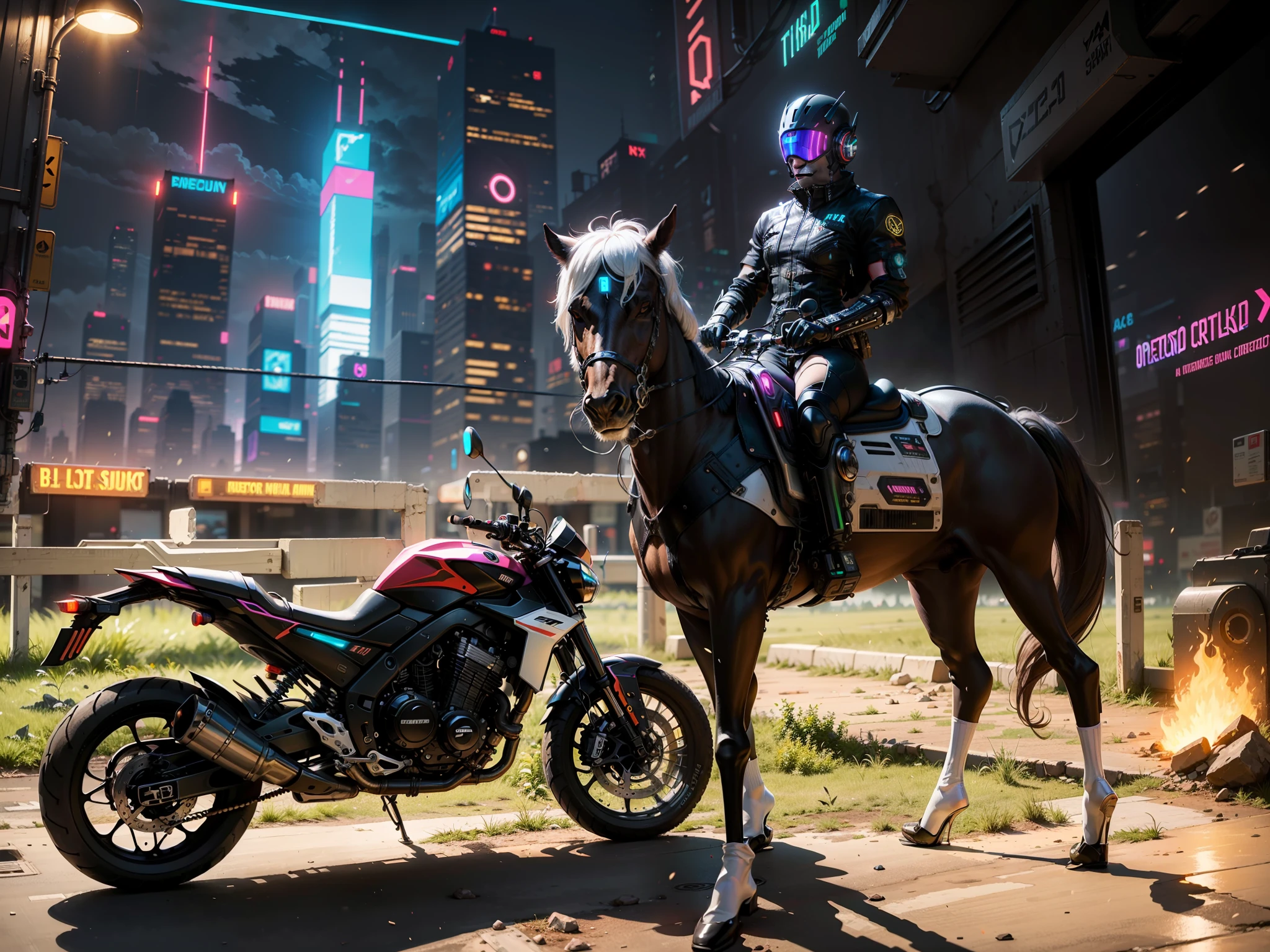 Neon flashing cyberpunk city