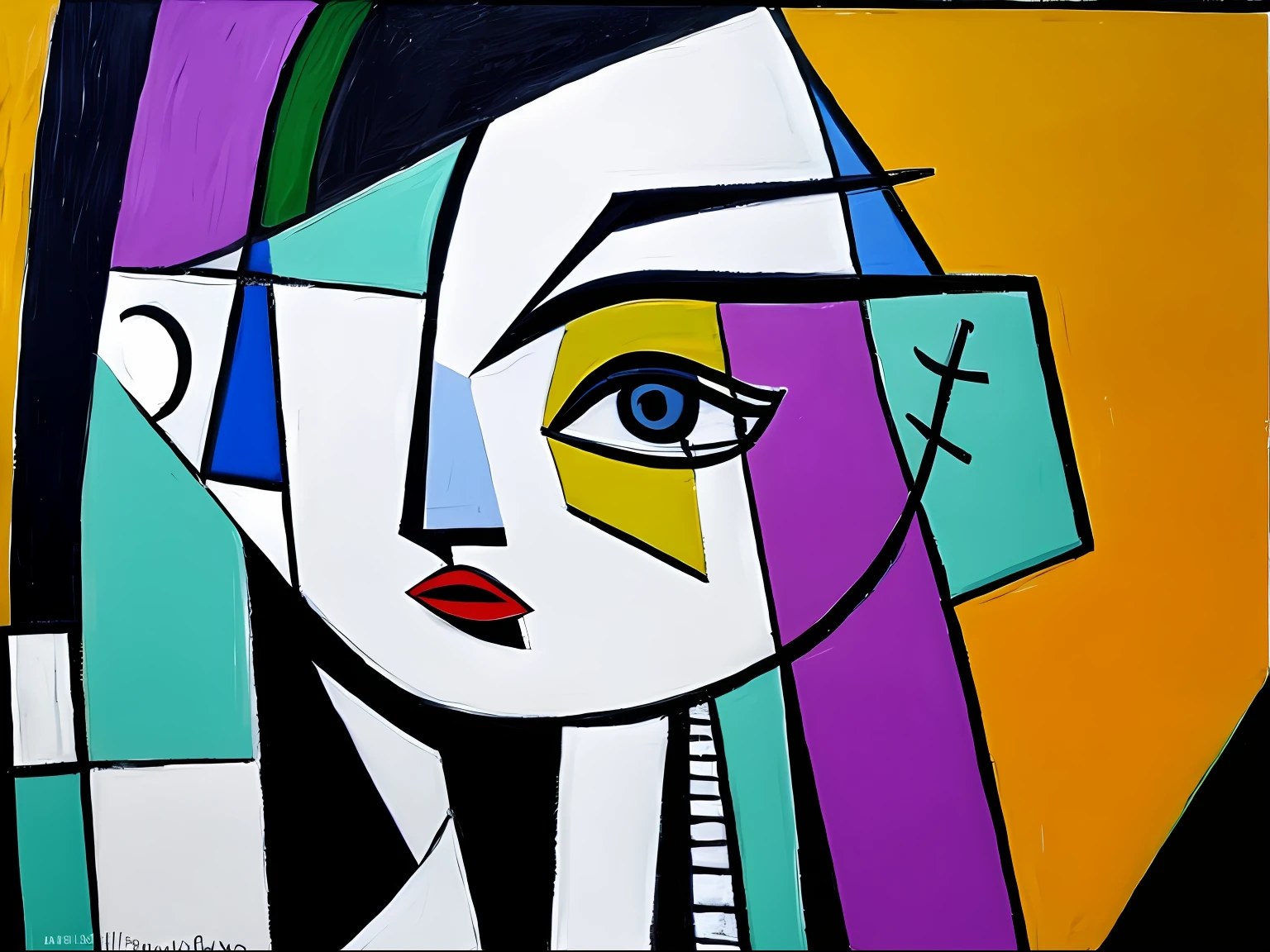 a painting of a woman with a head in profile, a cubist painting inspired by Picasso, trending on pexels, cubism, cubist picasso, cubist painting, cubism style, picasso style, modern cubism, style of picasso, picasso masterpiece, pablo picasso painting, futuristic cubism, synthetic cubism, cubist style