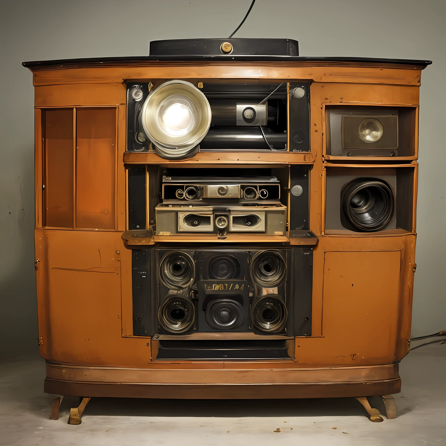 Realistic image of antique cinema projector