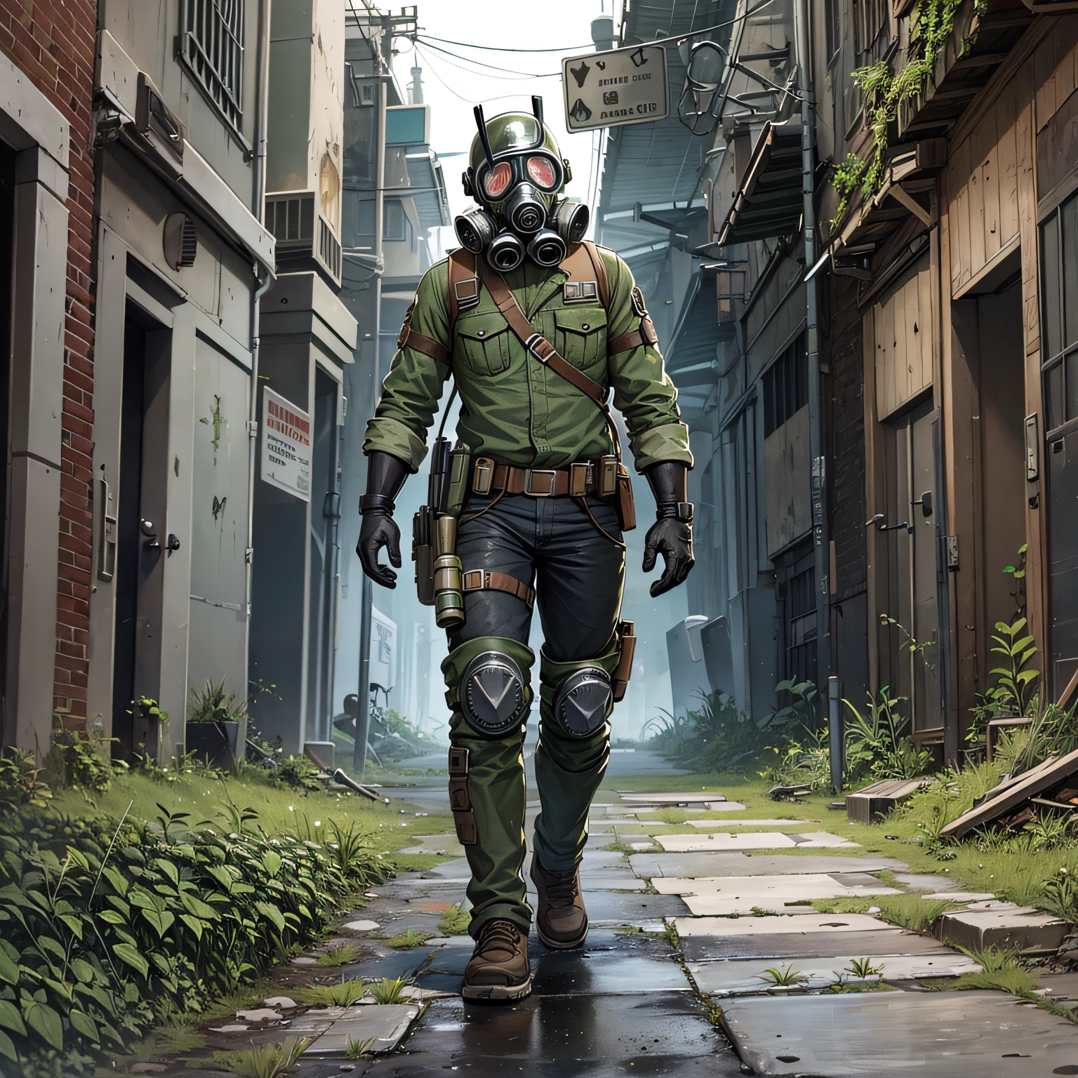 (4K, Ultra Detailed: 1.2), (Anime: 1), Illustration, (Photorealistic: 1), (Solo:1.2),(Standing),(full_body:1.2), (Single Background,:1.4), (Outdoor, Landscape, Battlefield, Open Field, Daylight: 1.2), Mushroom Cloud, (Gas Mask, Sheath, Anguished Trench Coat, Cargo Pants: 1.2), (Supermodel: 1.4),(wide_hips:1), (Black Hair), Ukrainian Snipers with Precision Rifle --auto