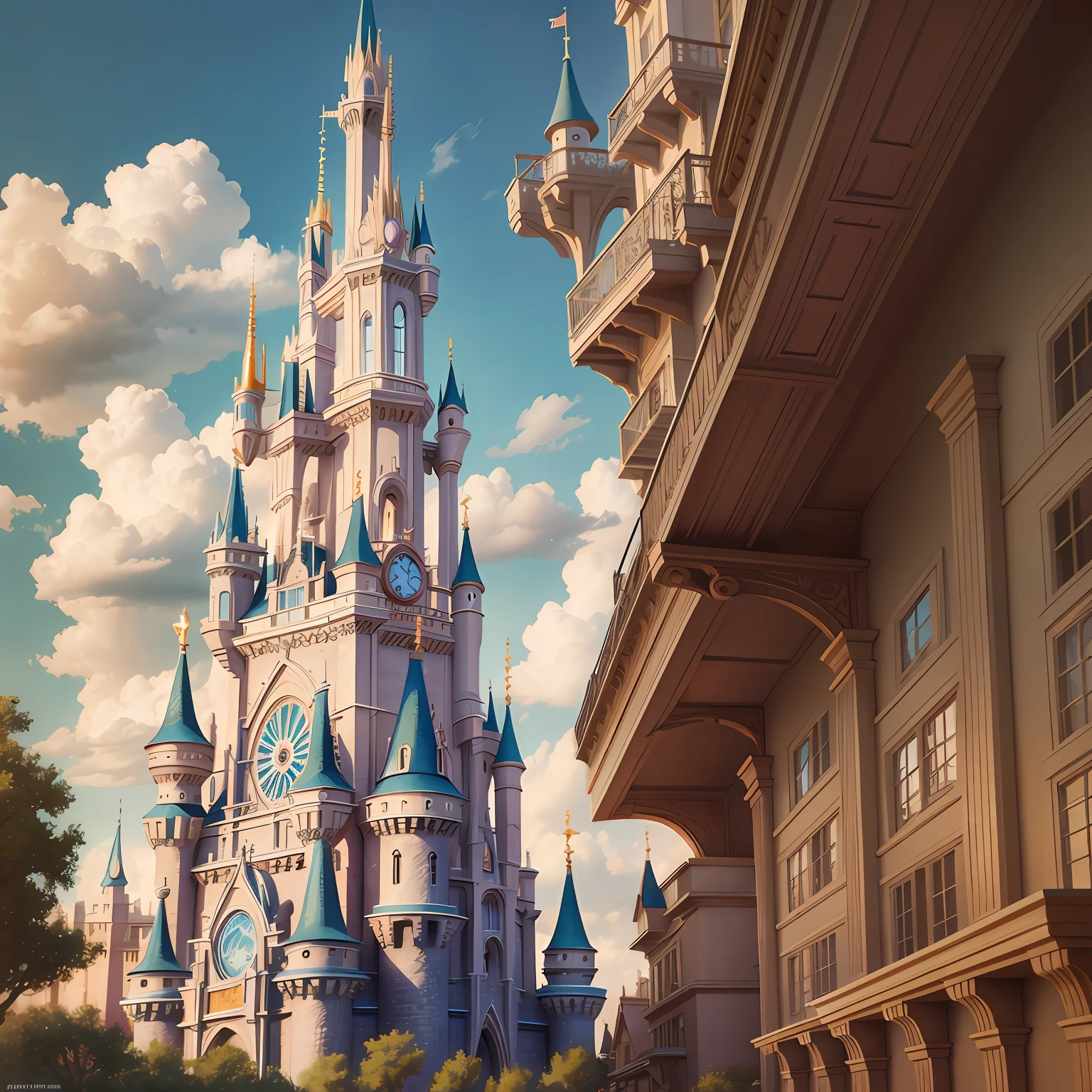 an artistic rendering for a brand new Disney theme park. hyperrealistic --auto