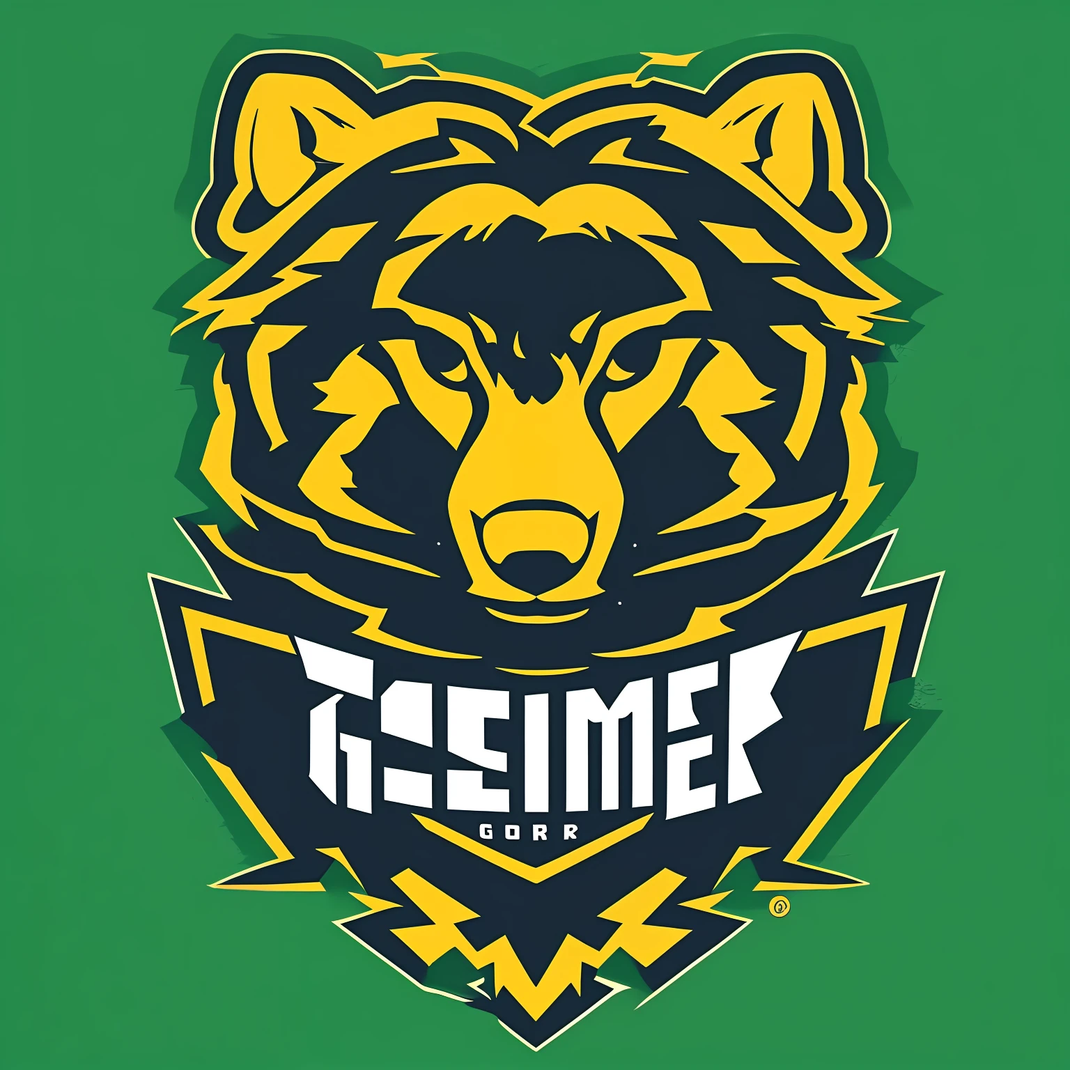 (logo) gamer, with a dog with a lot of fur, wolf style, blue green, gamer style logo --auto