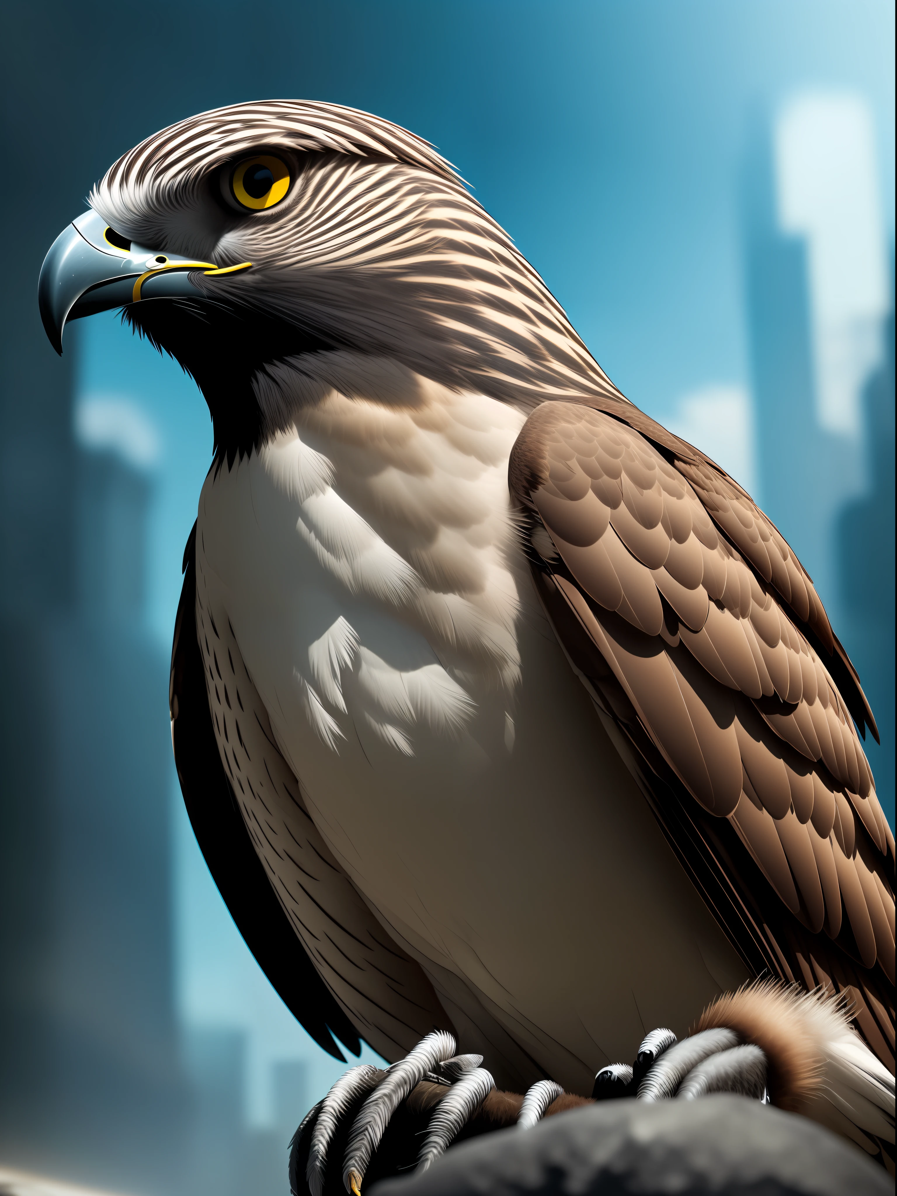 (detailed description) (best quality) (realistic photo) Animal Hawk Cyborg, Cyberpunk, Clean Background --auto