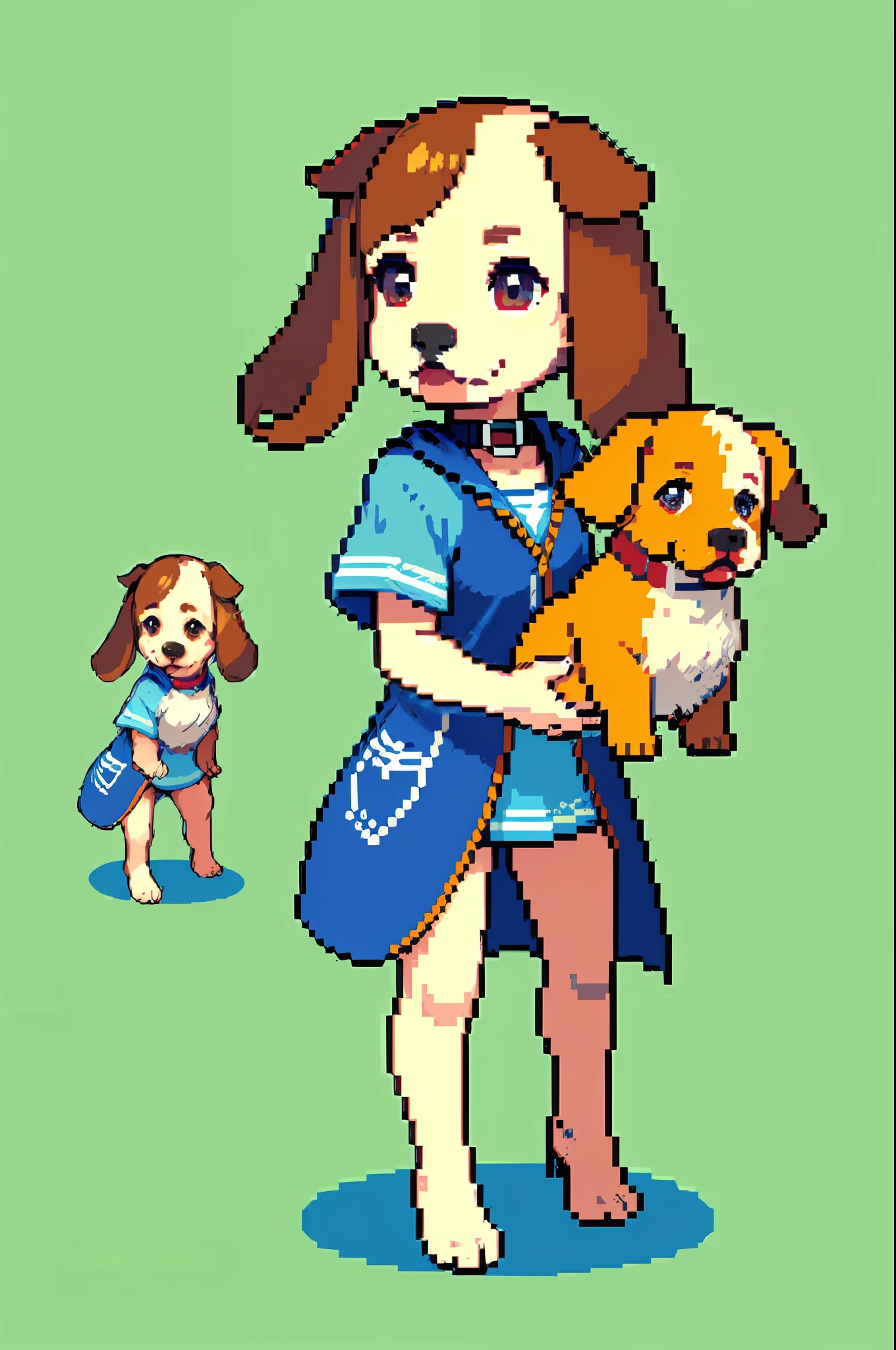 (Masterpiece, Best Quality, Best Quality), Pixel, Pixel Art, Cute Puppies, Dachshund, 1 Dog, Full Body, Plain Background, Single Pet