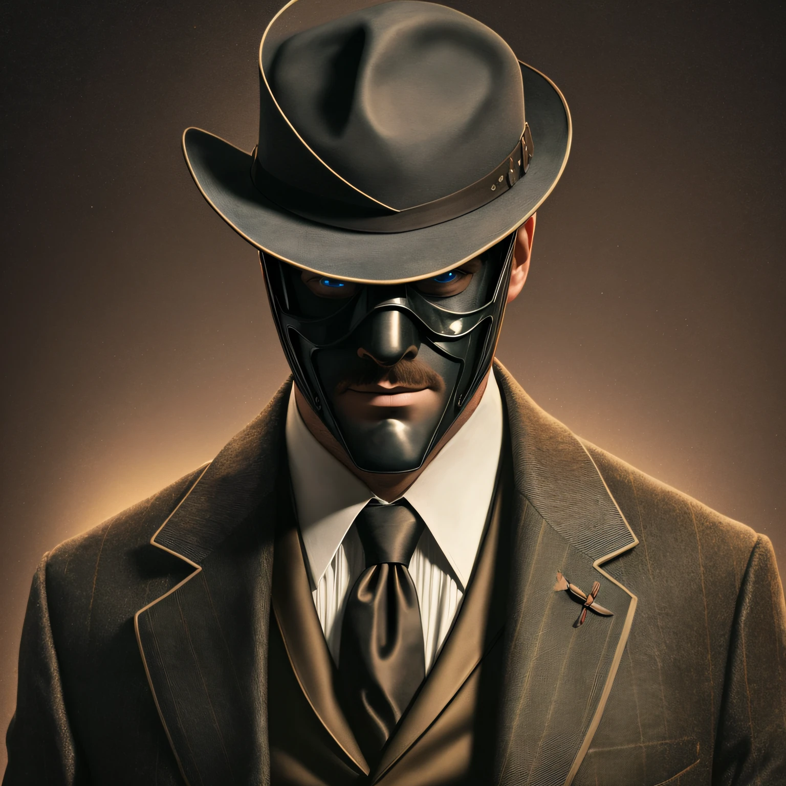 A realistic photo of a mysterious man in a suit with a hat and no face --auto