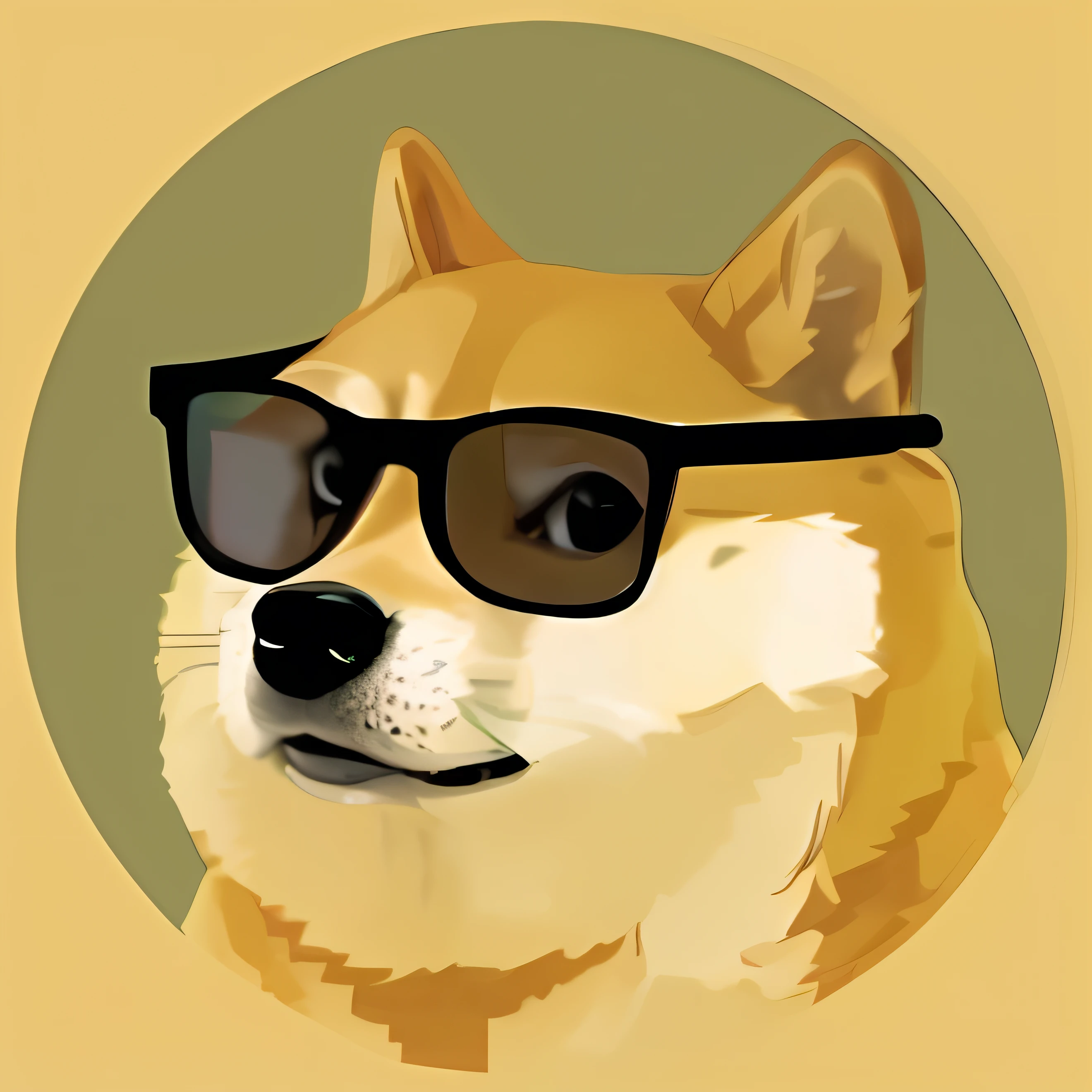there is a dog wearing glasses and a tie on a yellow background, doge, doge meme, typical cryptocurrency nerd, ๐๐๐, discord profile picture, anthropomorphic shiba inu, crypto, inspired by Shiba Kลkan, looking heckin cool and stylish, dokev, samdoesart, an ai generated image, shibu inu