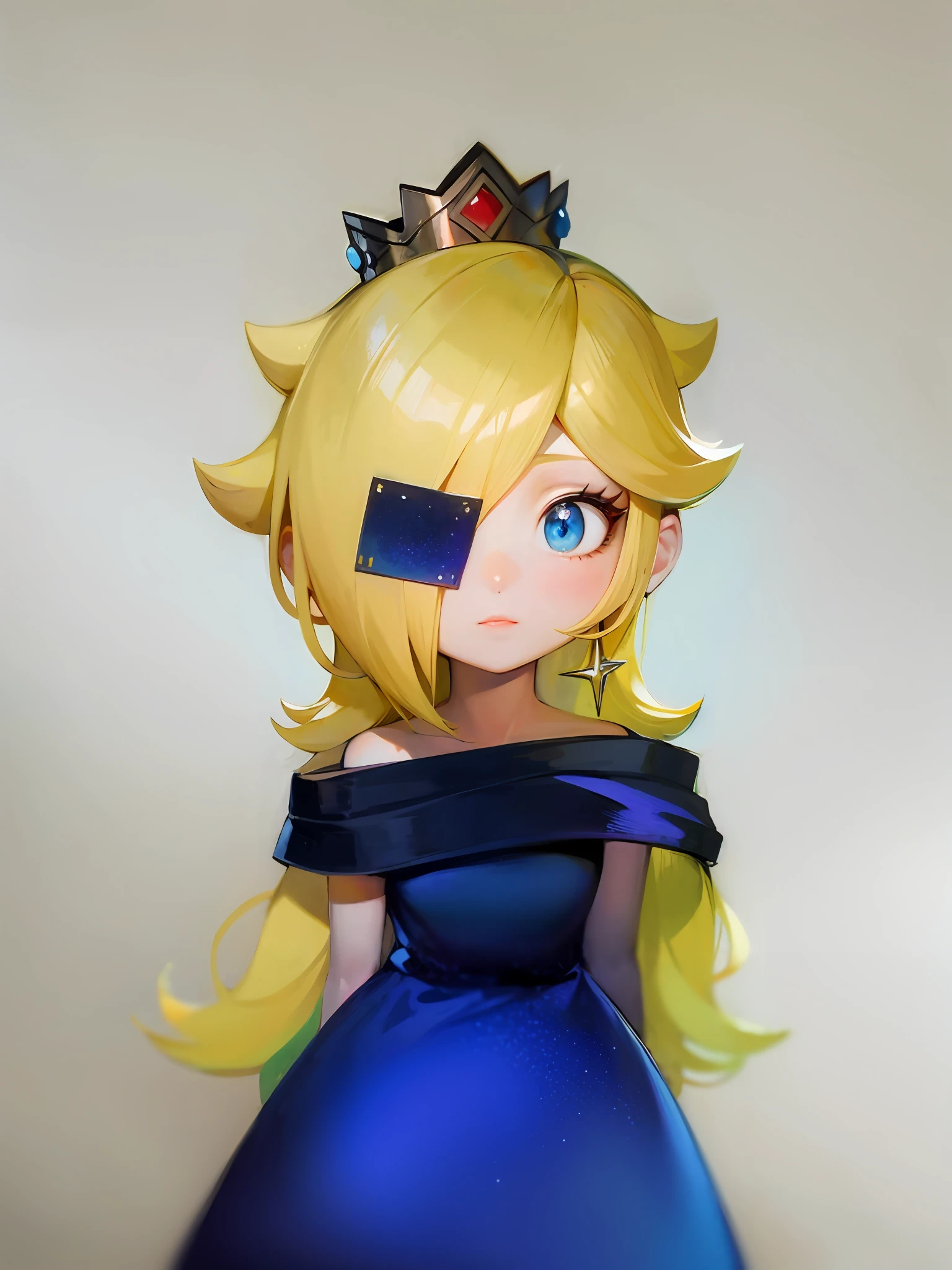 Big sky blue eyes, long blonde hair, gradient blue dress, blonde princess, inspired by Princess Elsa of Frozen, realistic, brushstroke
