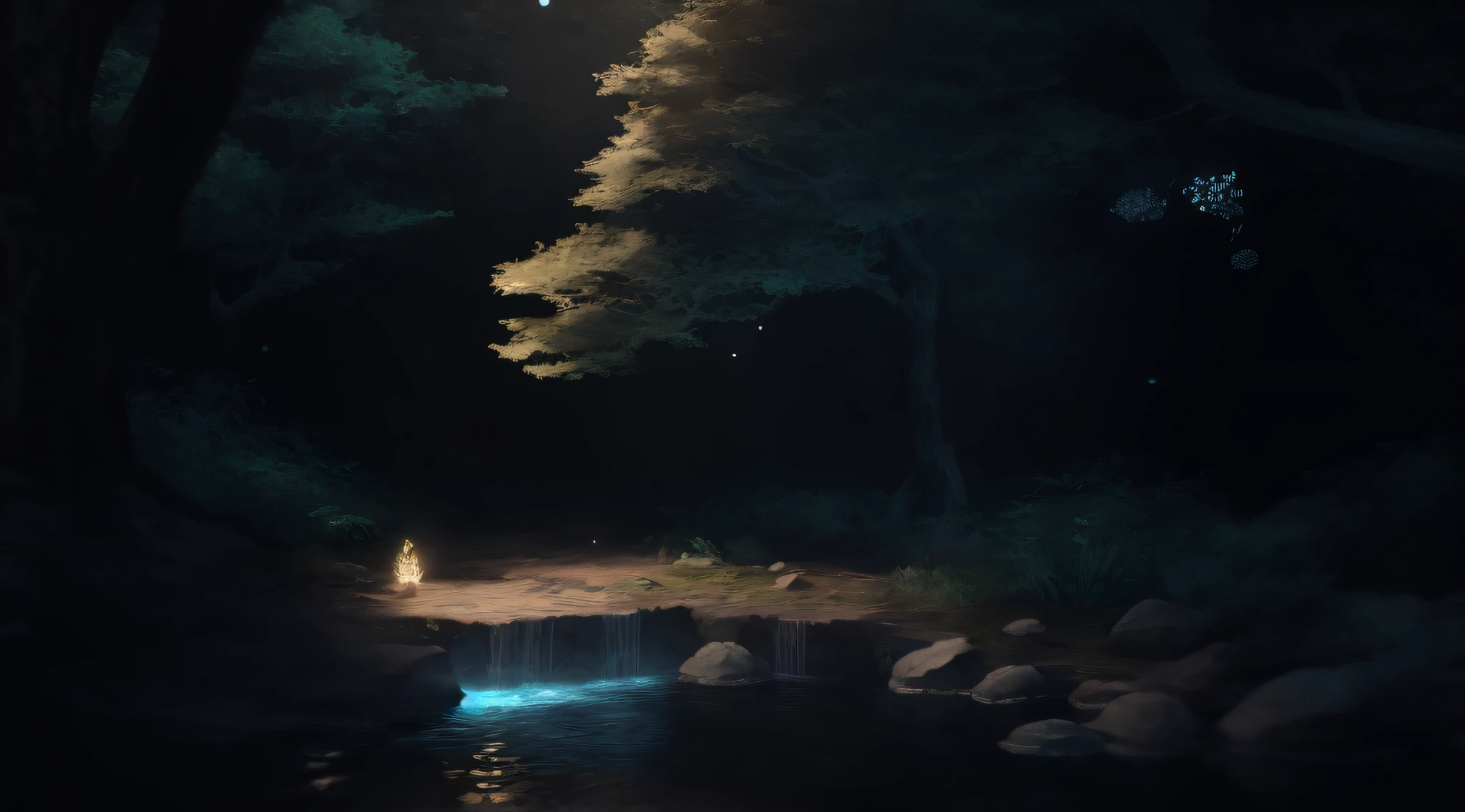 Masterpiece, best quality, (very detailed CG unified 8k wallpaper), (best quality), (best illustration), (best shadow), glowing elf with a glowing deer, drinking water in the pool, natural elements in forest theme. Mysterious forest, beautiful forest, nature, surrounded by flowers, delicate leaves and branches surrounded by fireflies (natural elements), (jungle theme), (leaves), (branches), (fireflies), (particle effects) and other 3D, Octane rendering, ray tracing, super detailed , deer --v6