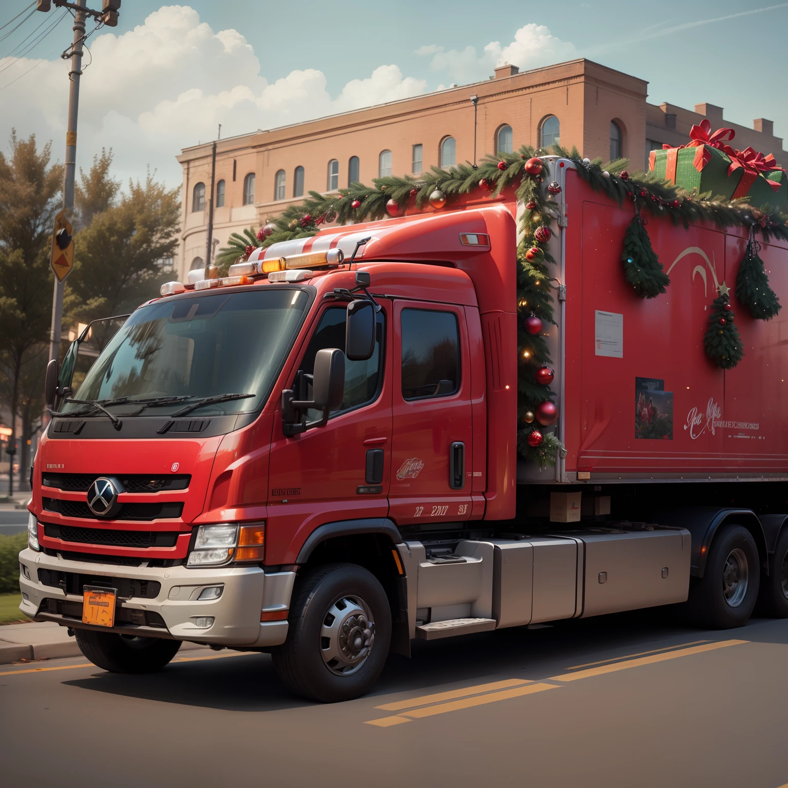Remove all the Christmas decoration from the vehicle and turn it into a fire truck equipped, maintaining all the features and shape of the truck of the image. Do not change the shape of the truck. ultra-realism. --auto