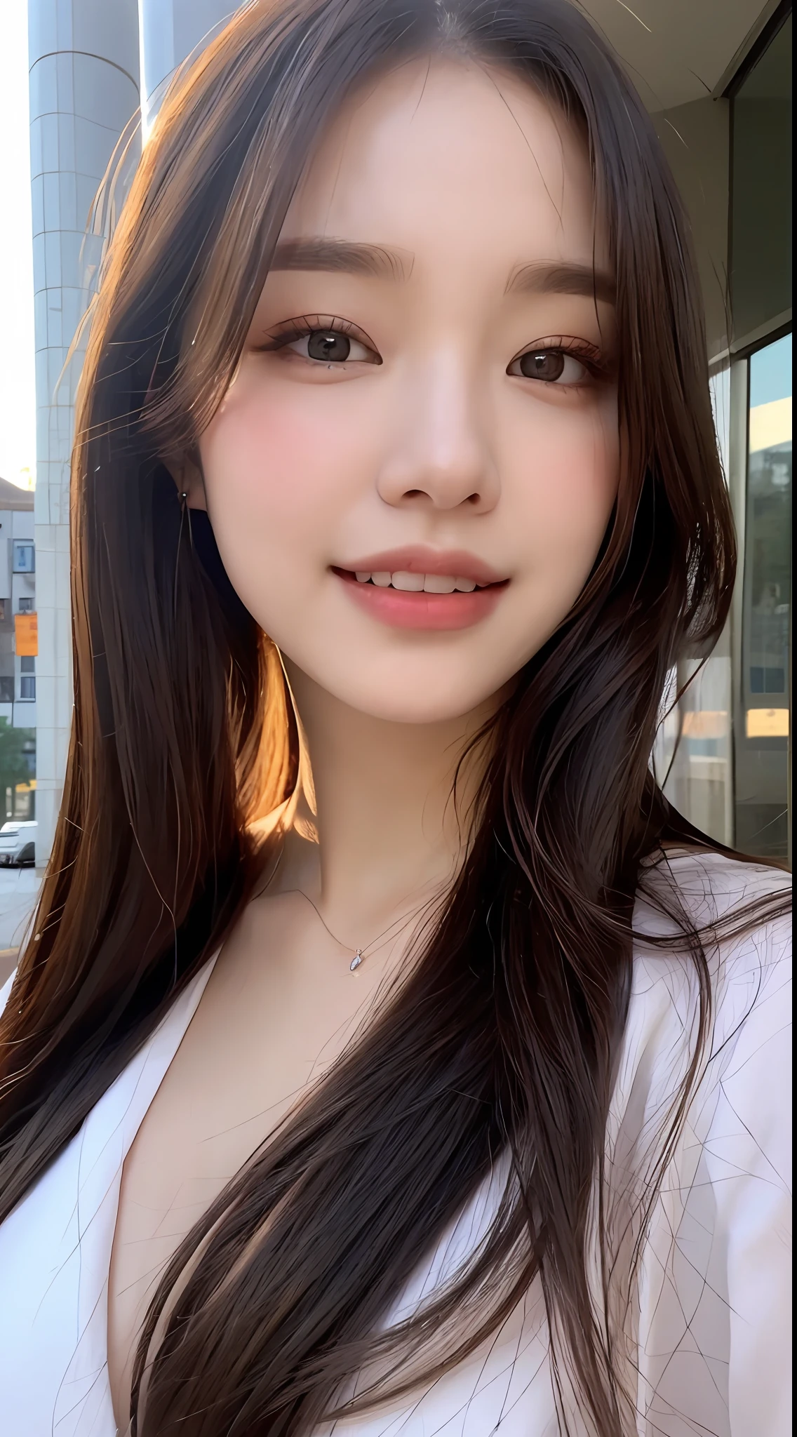 ((Top Quality, 8K, Masterpiece: 1.3)), Focus: 1.2, Perfect Beauty: 1.4, Astock: 1.2, ((Layered Hairstyle, Breasts: 1.2)), (Wet Clothes: 1.1), (Sunset, Street: 1.3), Halfway Flower Dress: 1.1, Highly Detailed Face and Skin Texture, Narrow Eyes, Double Eyelids, Whitening Skin, Long Hair, (Shut Up: 1.3), Smile, Beauty Unreal