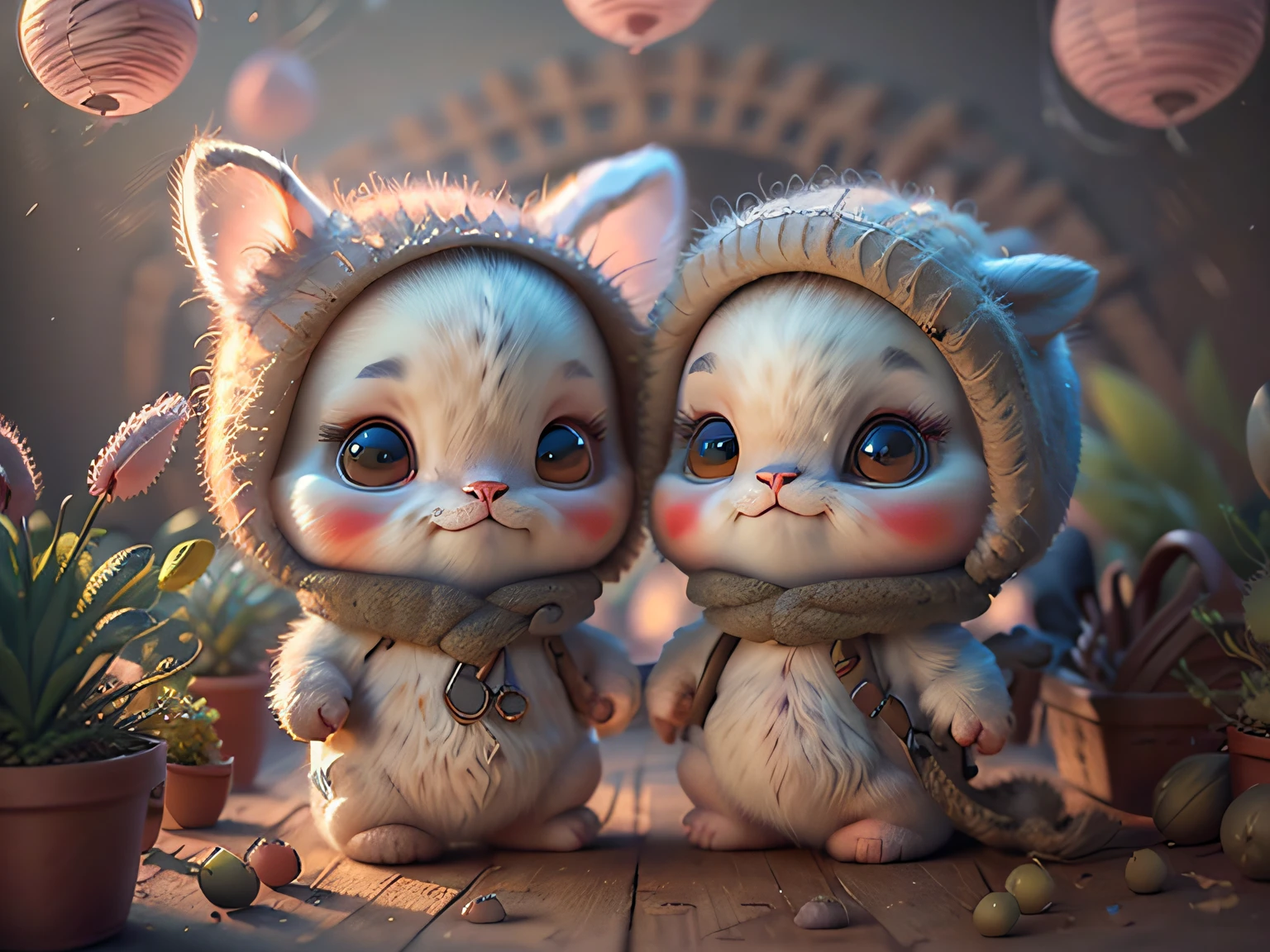 Furry, Brunet, Hairy, Cringe, Long Eyelashes, Solid Round Eyes, Fake Animal Ears, Light Smile, Ear Blush, Fangs, Surrealism, Shadow, Emboss, Stereogram, Standing Painting, POV, Atmospheric Perspective, 8K, Super Detail, Precise, Best Quality, Supernatural (Masterpiece: 1.3) (Perfect Anatomy)