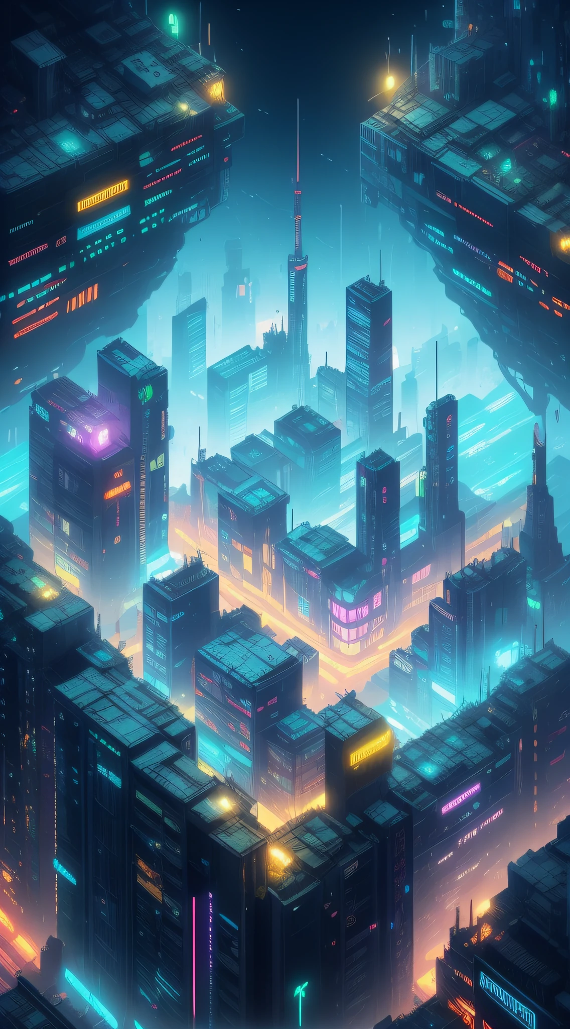 a view of a city at night with a lot of lights, cyberpunk dreamscape, detailed neon cyberpunk city, by Mike "Beeple" Winkelmann, night cyberpunk city, digital cyberpunk anime art, beautiful cyberpunk city, artem demura beeple, arstation and beeple highly, futuristic cyberpunk tokyo night