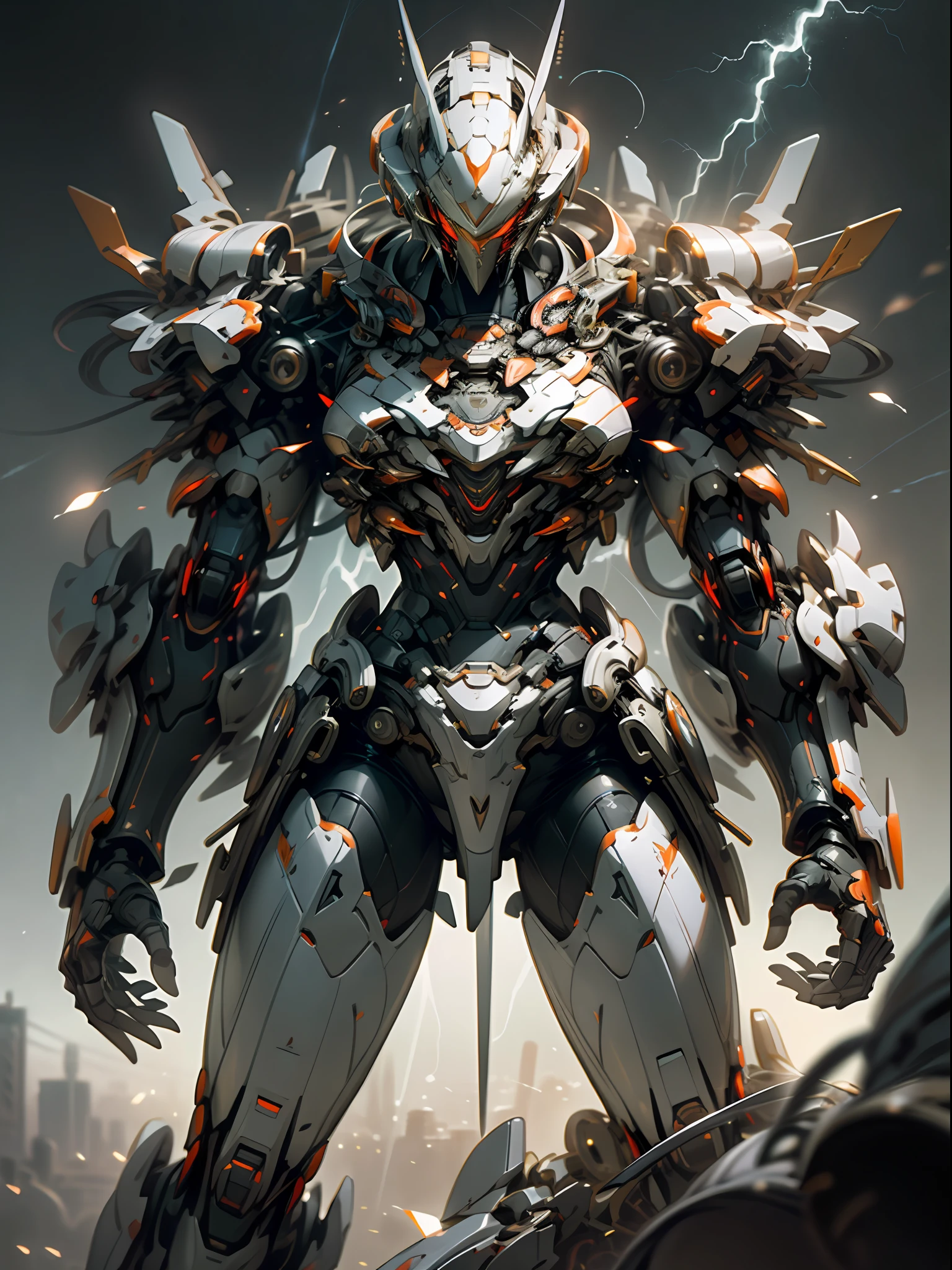 Masterpiece, Best quality, High quality, (Futurism: 1.1), Red Ghost Hunter, Lightning Surround, Lightning Flash, Swords Scattered Aside, (Cyberpunk Costume), Cinematic Lighting, (Exquisite Future), Beautiful and Beautiful, Ultra Detailed, Great Composition, Floating, Depth of Field, (Very Detailed CG, Unity 8k wallpaper), (Beautiful Detail Background), Beautiful Hair Detail, Dramatic Lighting, GOGETTA, Mecha, Best Quality, Ultra High Resolution, Photorealistic Realistic