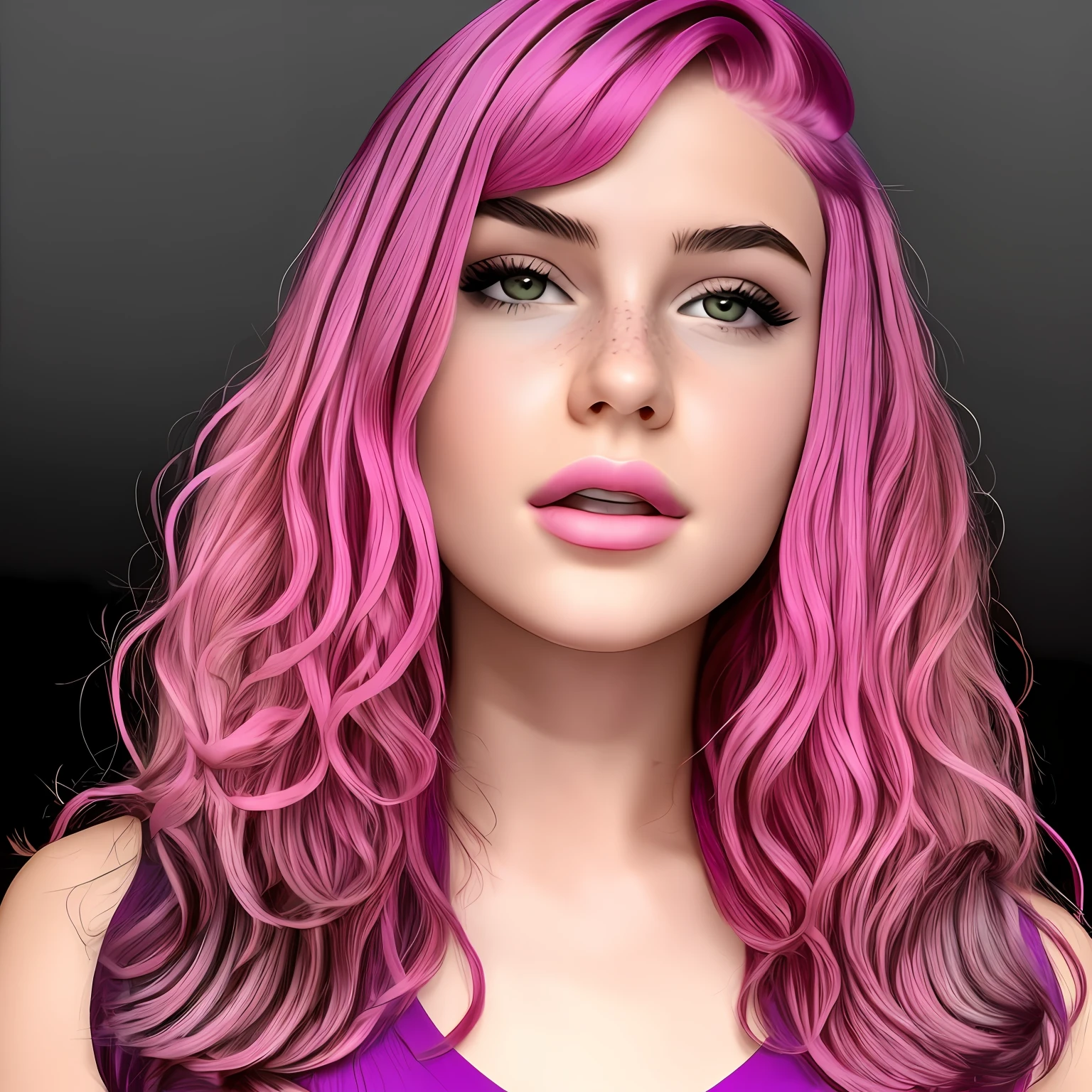 Comic girl with pink hair